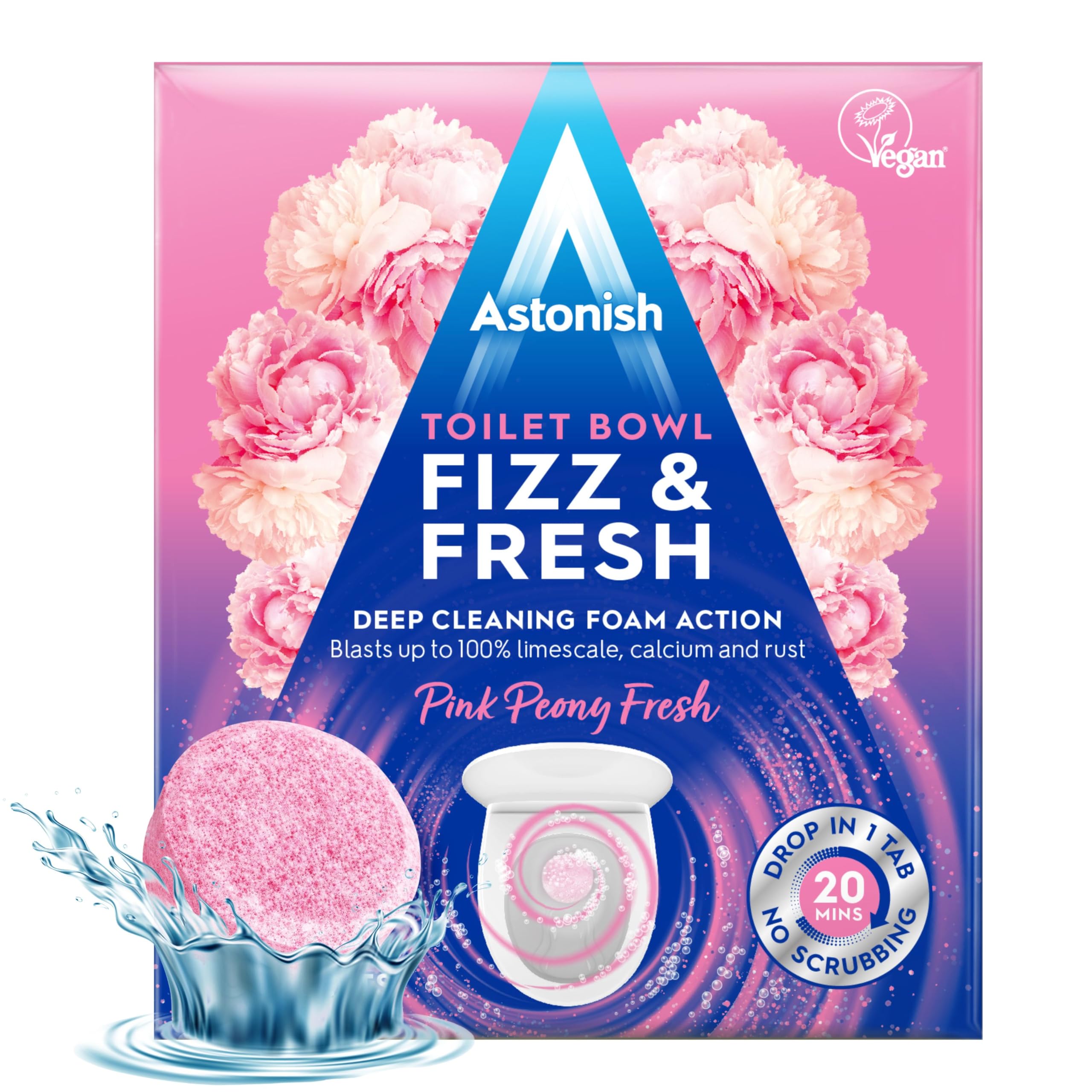 Astonish Toilet Bowl Fizz and Fresh Tabs Pack of 8  - Pink Peony Fresh