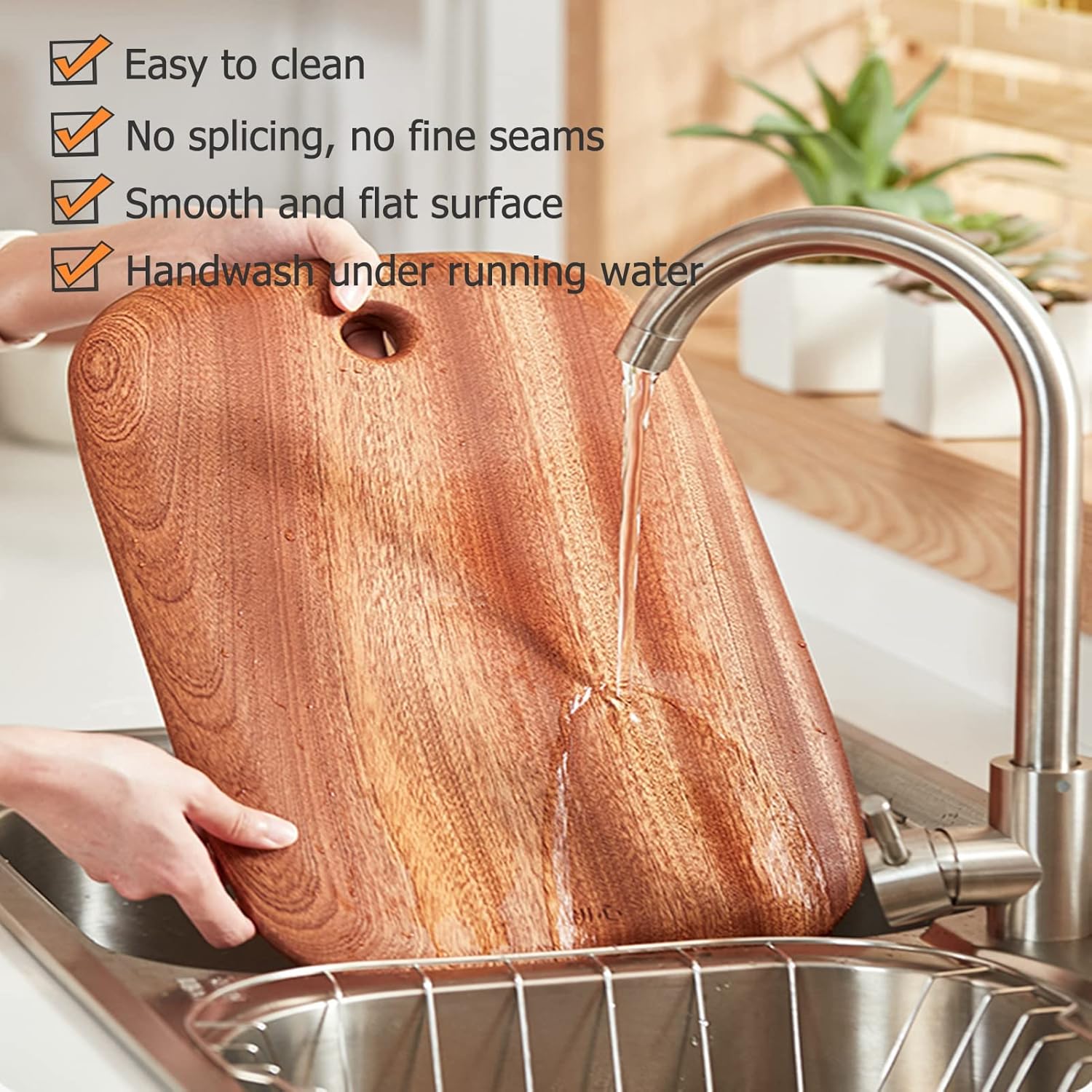 Cutting Board 2-Piece Wooden Cutting Board Set, Heavy Duty Kitchen Cutting Boards with Hang Hole, Hand Wash Chopping Board for Cutting Meat/Bones/Vegetables