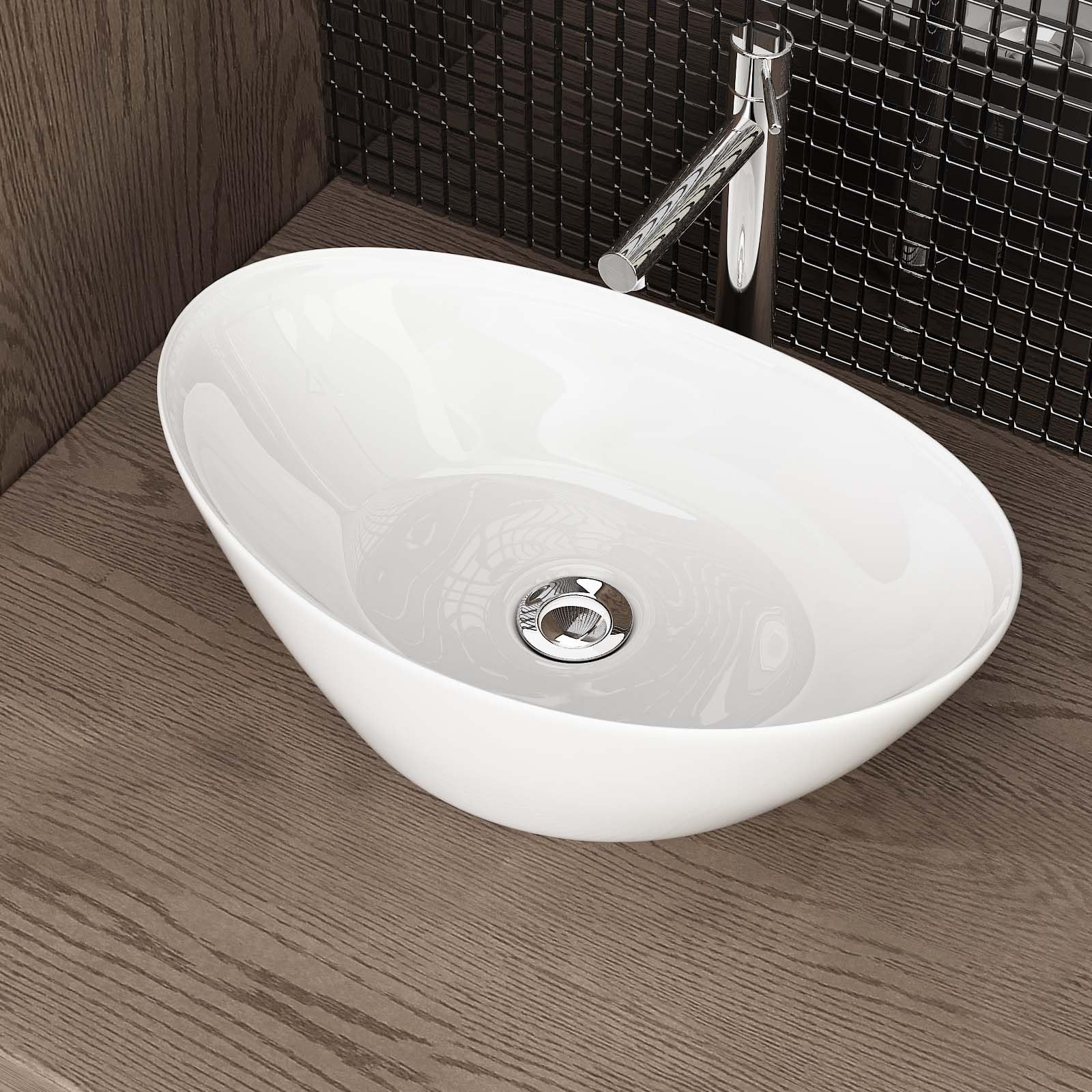 Ceramiczna umywalka stołowa do toalety dla gości Waschbecken24 (biały / A689, 45x28x15cm)
