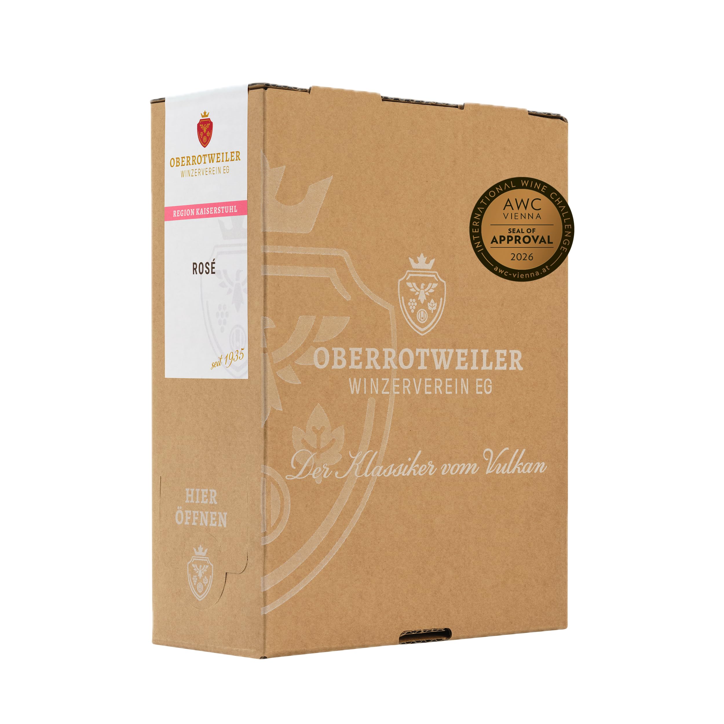 Oberrotweiler Wein-Box Rosé 3 Liter QbA – BRONZE 2026 AWC Vienna – Zarte Fruchtaromen nach Pfirsich, Apfel und Zitrusfrüchten – Badischer Wein, Anbaugebiet Baden (1 x 3,0 l Bag-in-Box)