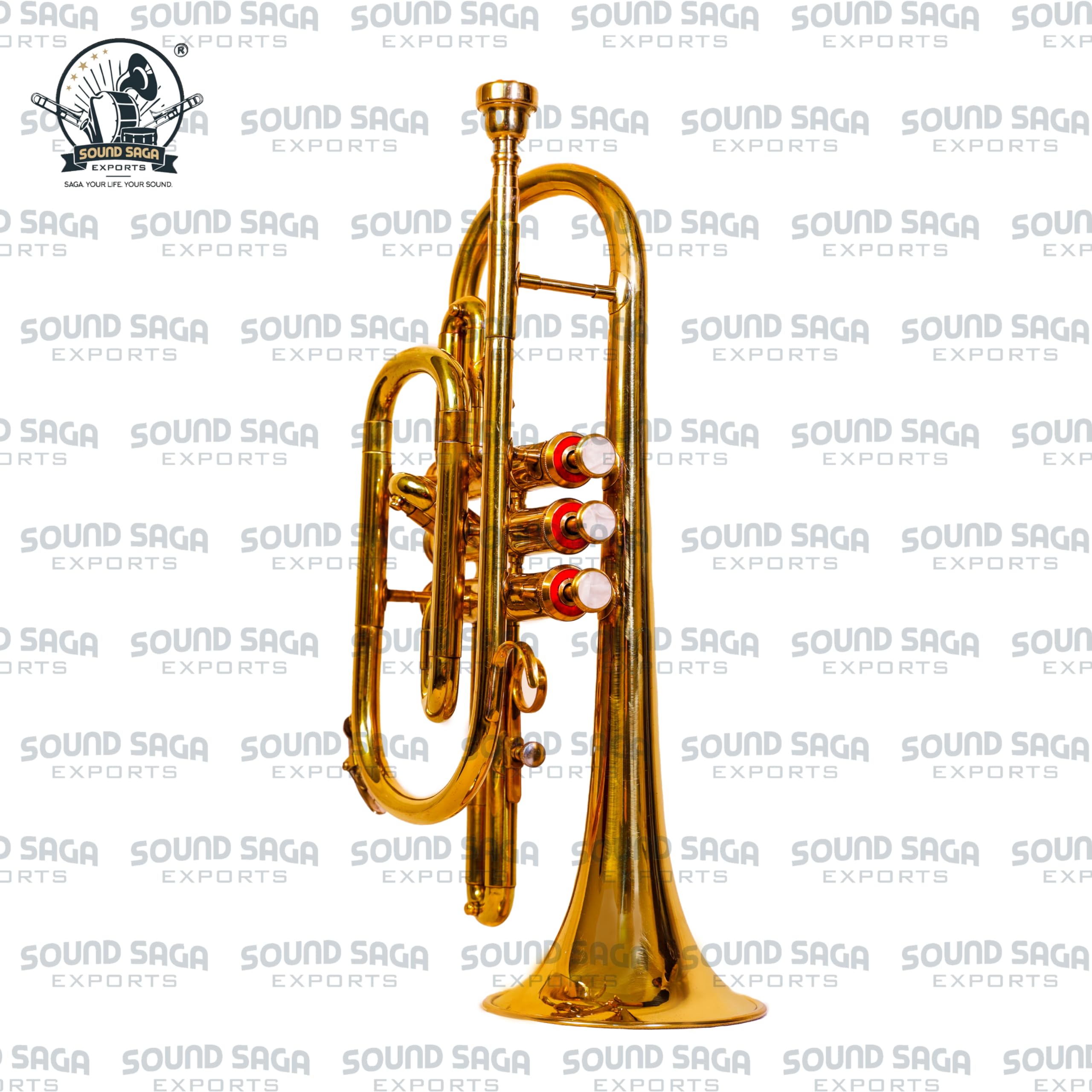 Kornett 3 Ventile BB Pitch Blasinstrument, Premium Qualität inkl. Mundstück & Tragetasche (Braun)