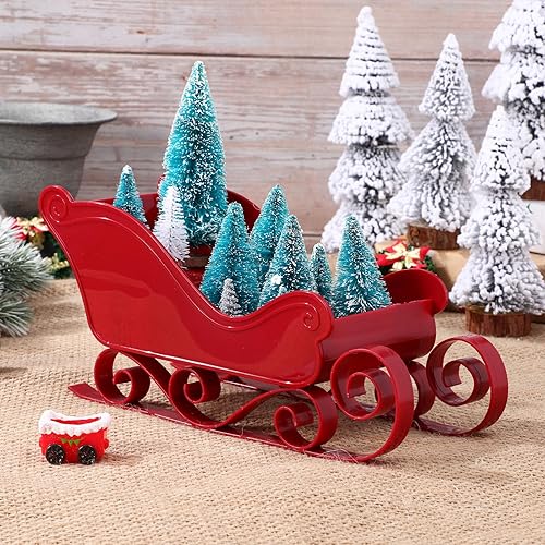 Miniatura 8 de Gadpiparty 2 piezas de decoración de escritorio de trineo de Navidad para el hogar, cesta de trineo de Papá Noel, adorno de trineo de plástico,