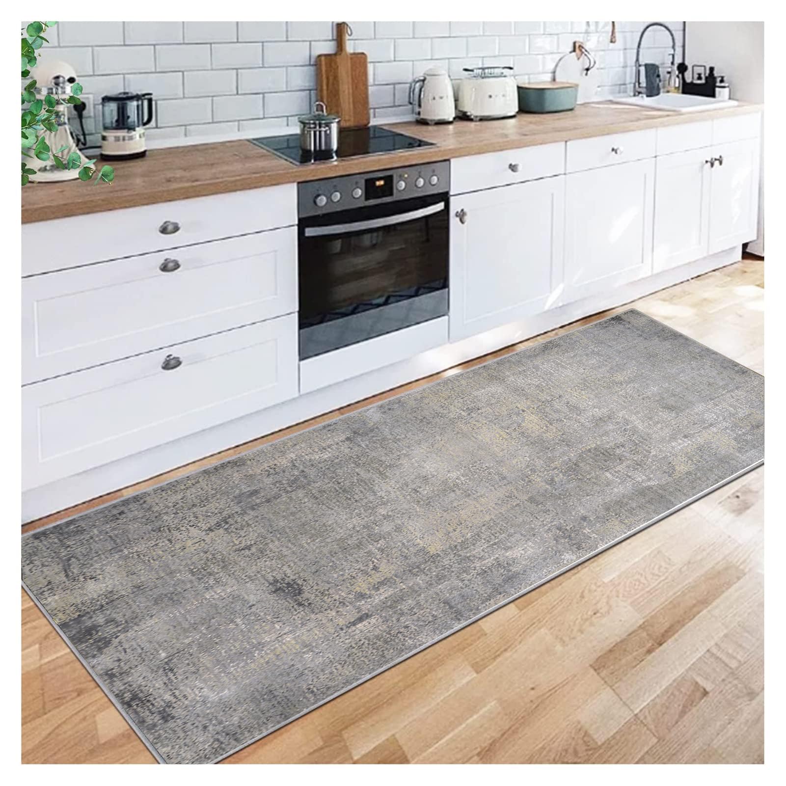 Alfombra lavable con respaldo de goma que soluciona los resbalones en pasillos largos