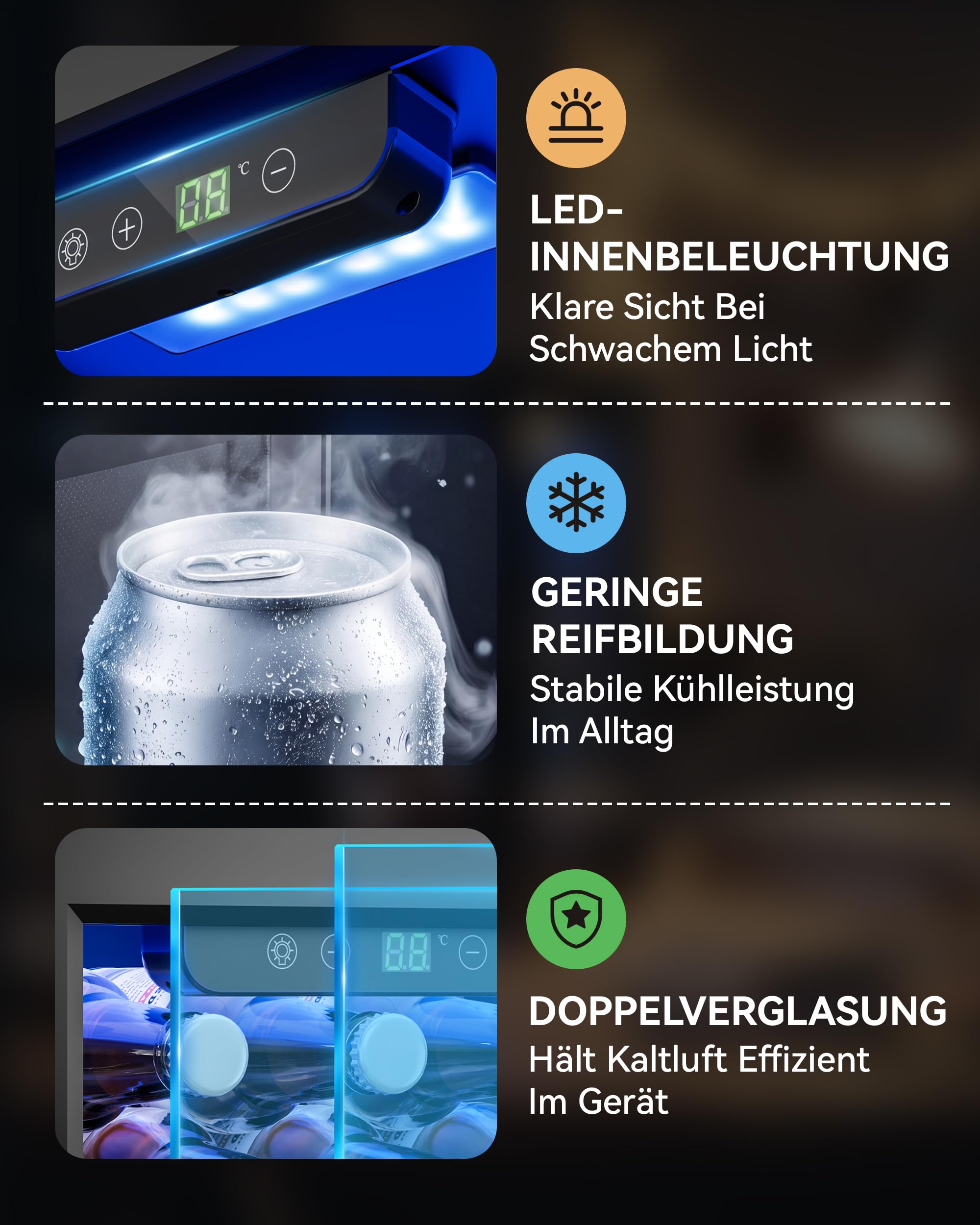 TRIUMPHKEY 36L Mini Kühlschrank, Leiser Getränkekühlschrank