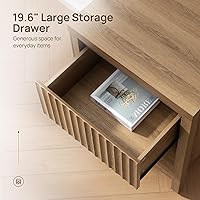 Vista 5 de SICOTAS Fluted Night Stand Set of 2, Farmhouse Nightstands with Drawer, Boho Bedside Table with Storage Shelf, Large End Tables Bed Side Tables for