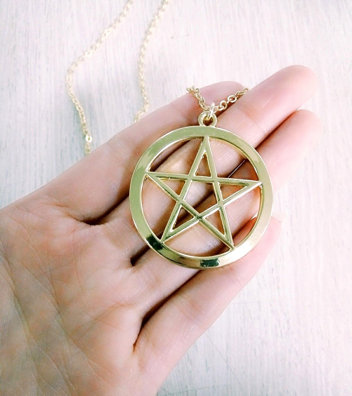 Gold Silver Supernatural Star Pentagram Pentacle Pendant Necklace Wicca Pagan Jewelry - Image 4