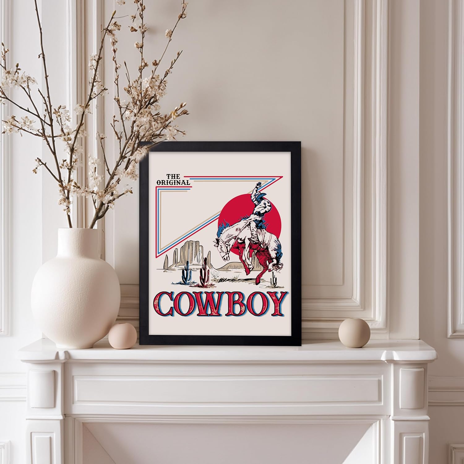 Poster Master Vintage Advertising Poster - Retro Western Print - Cowboy, Funky Wild West, Rodeo, Beer, Trendy, Aesthetic - Gift for Friend - Wall Decor for Kitchen, Bar, Pub, 8x10 Black Framed