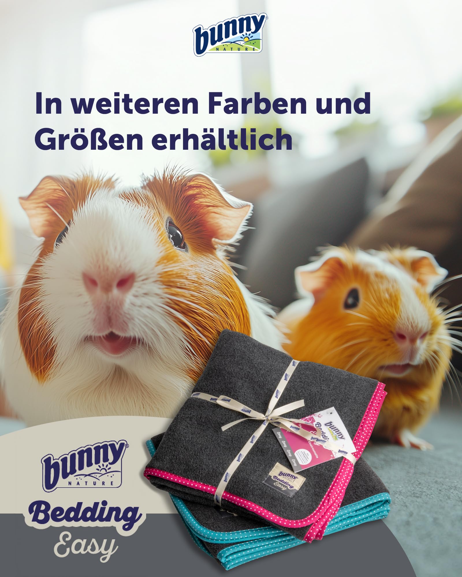 Bunny Nature Bedding Easy Türkis XL - Waschbare PIPI-Pads für Meerschweinchen, Kaninchen - Kleintier Decke - Weicher Fleece & Saugstarker Molton - Antiallergisch