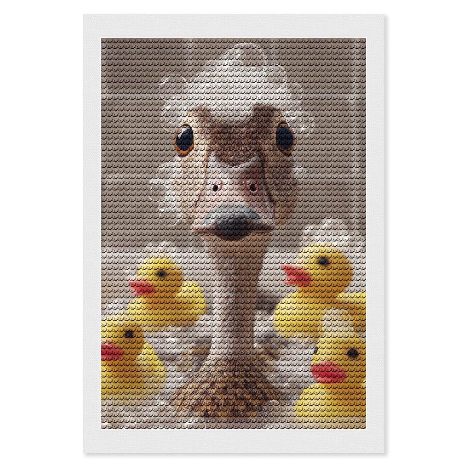 Junmoney Duck in Bath with Rubber Ducks Diamond Painting Kit 8"x12", Festive Craft Gift, Bedroom Decor, Full Kit Included, Creative Gift Idea