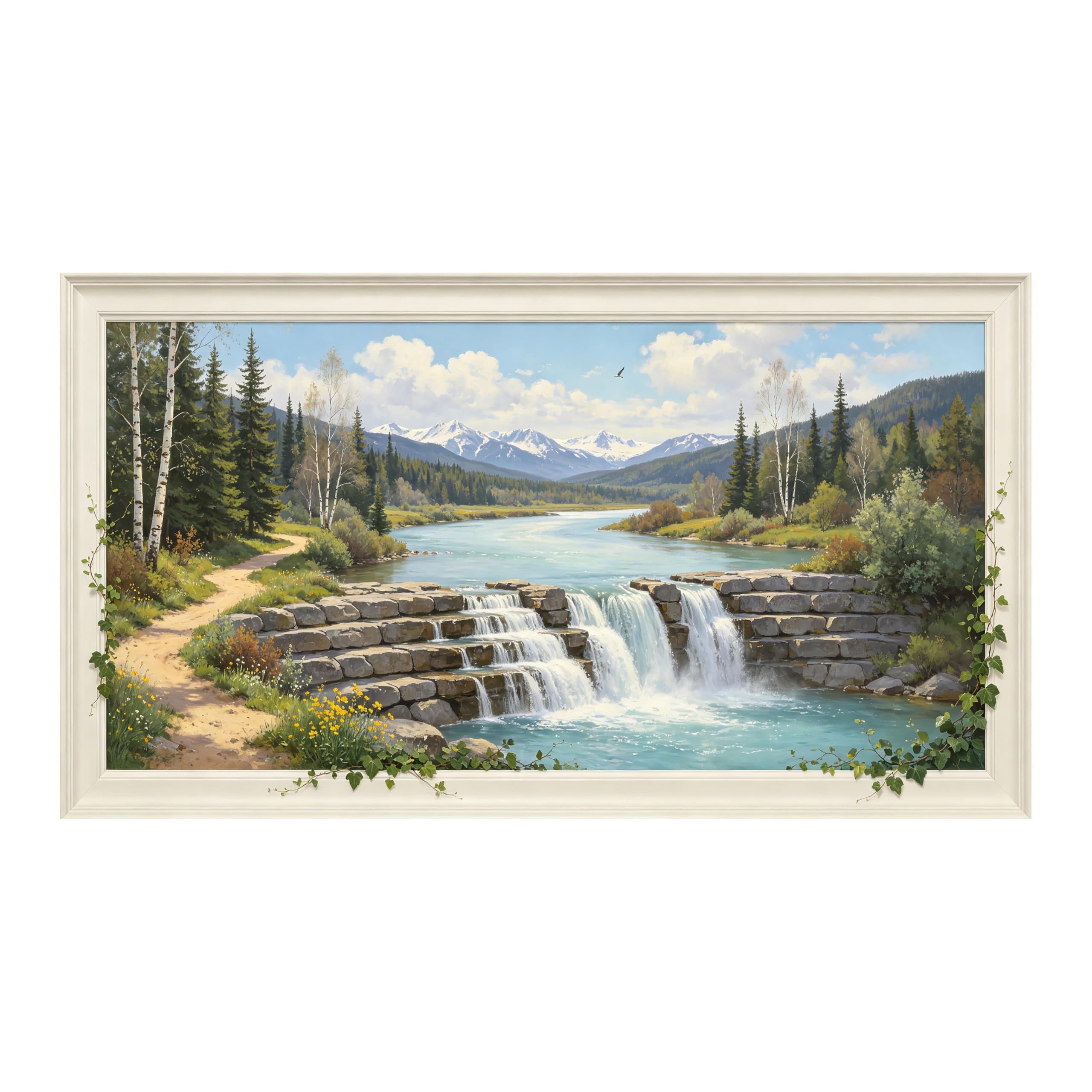 Yzpallescene Art260711263 3D Framed Wall Art Mountain River Waterfall Landscape Large Size Selfadhesive Removable Wall Decor Prints Artwork For Living Room Bedroom Office
