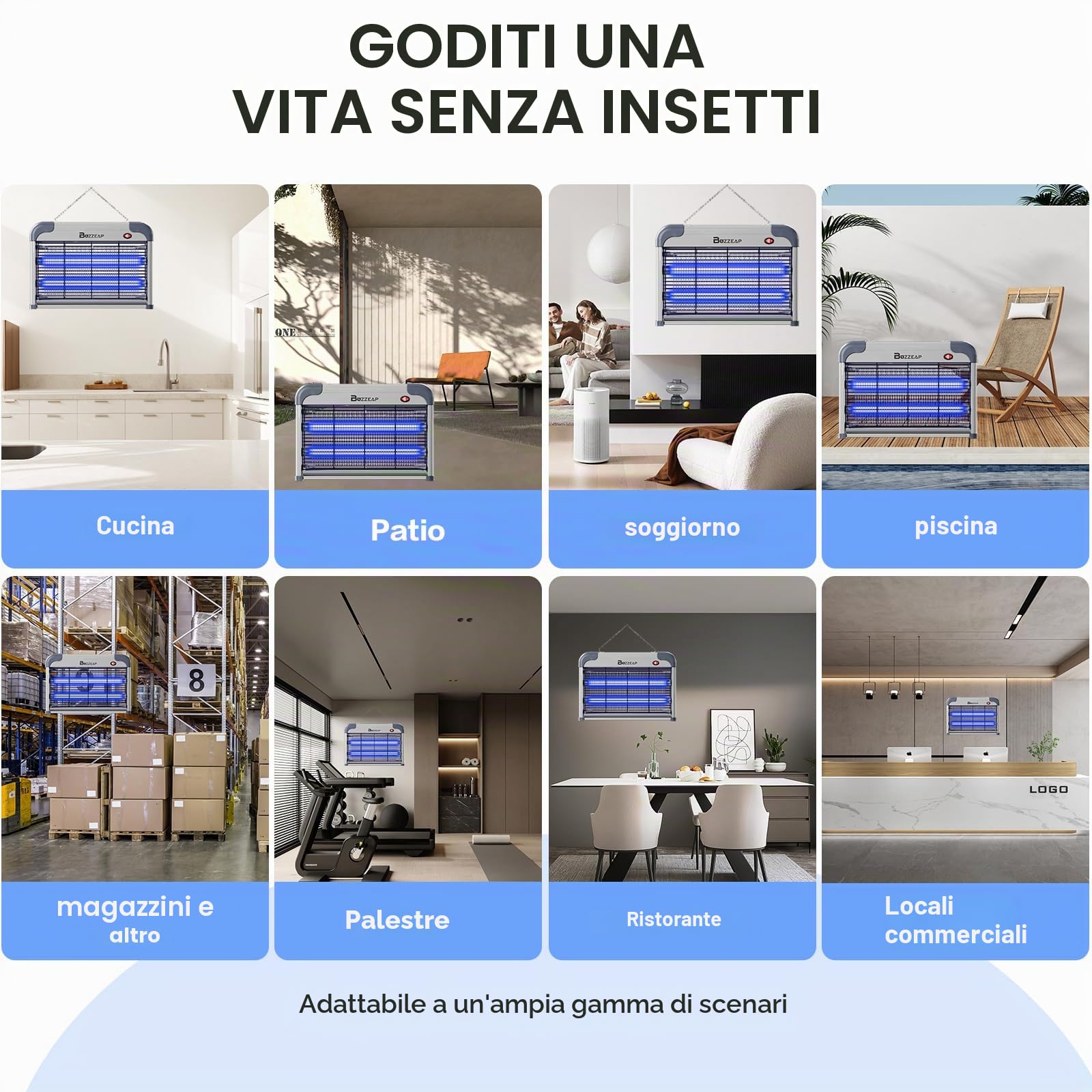 Killer elettronico per zanzare da interni, Killer per insetti, Killer per mosche, Potente killer elettrico per zanzare da 2800 V - 2 pezzi Lampadine di ricambio extra