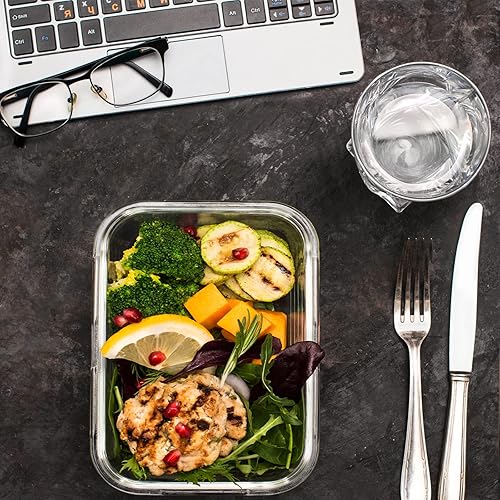 Miniatura 7 de Bayco Paquete de 10 recipientes de vidrio para preparación de comidas, recipientes de almacenamiento de alimentos de vidrio con tapas, cajas