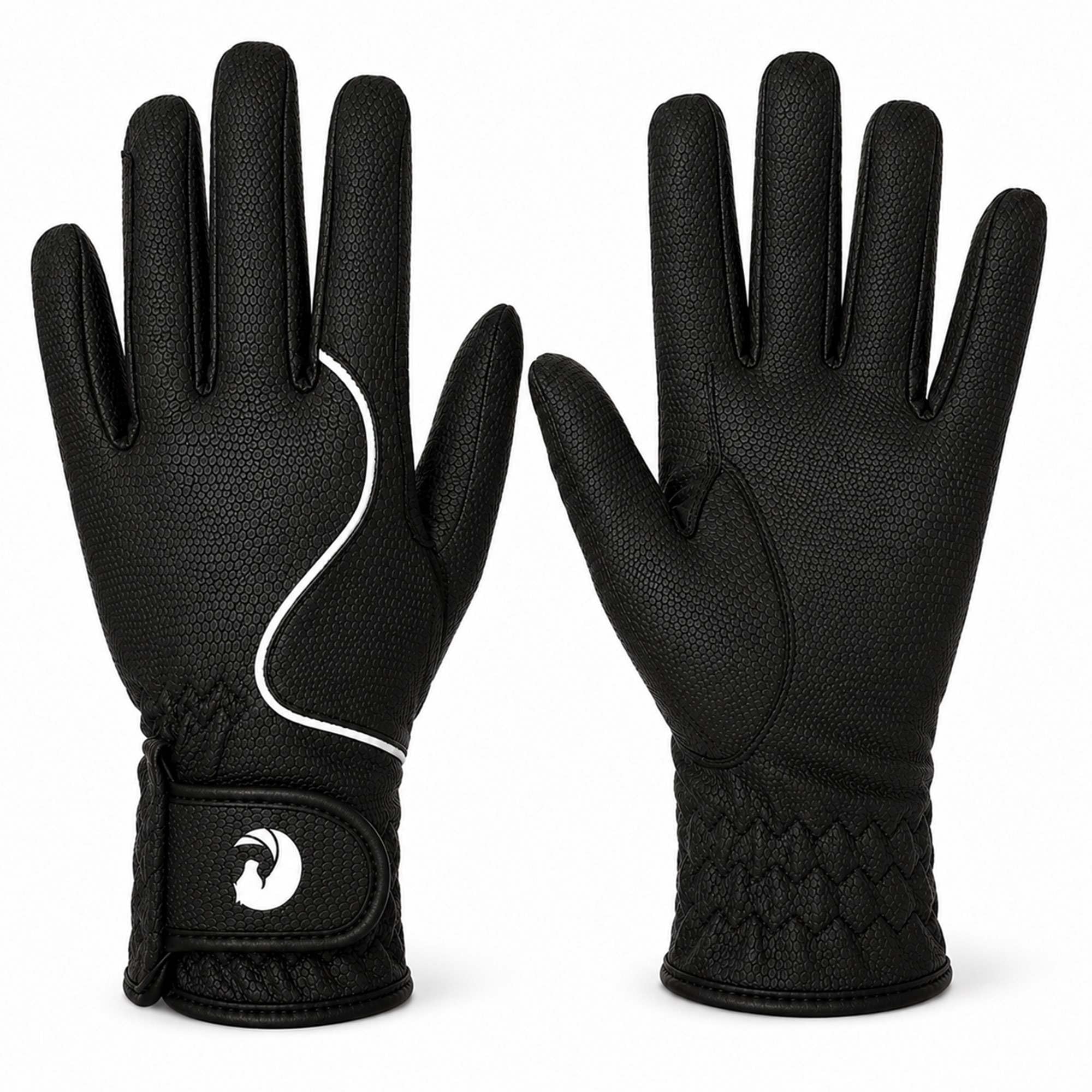 Coco Equestrian Black (S) Breathable Synthetic Leather Horse Riding Gloves — image 1