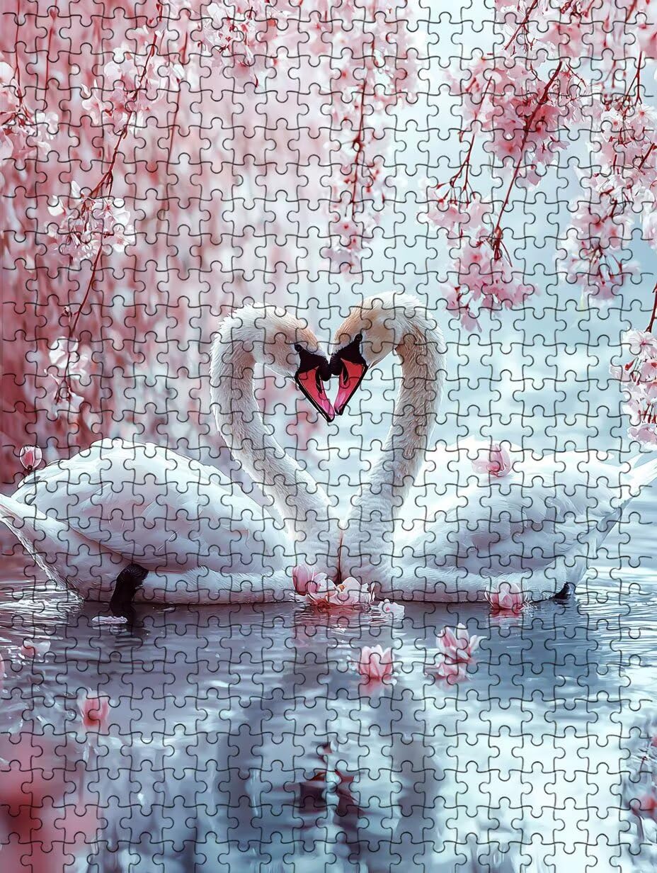 Puzzle 2000 Pezzi, Fiori Di Pesca Cigno 3D Puzzle per Adulti Impegnativo, Educa Puzzles Artistico, Divertente E Stimolante Puzzles Decorativo per La Famiglia, Regalo e Decorazione Pareti DX0YL6-882