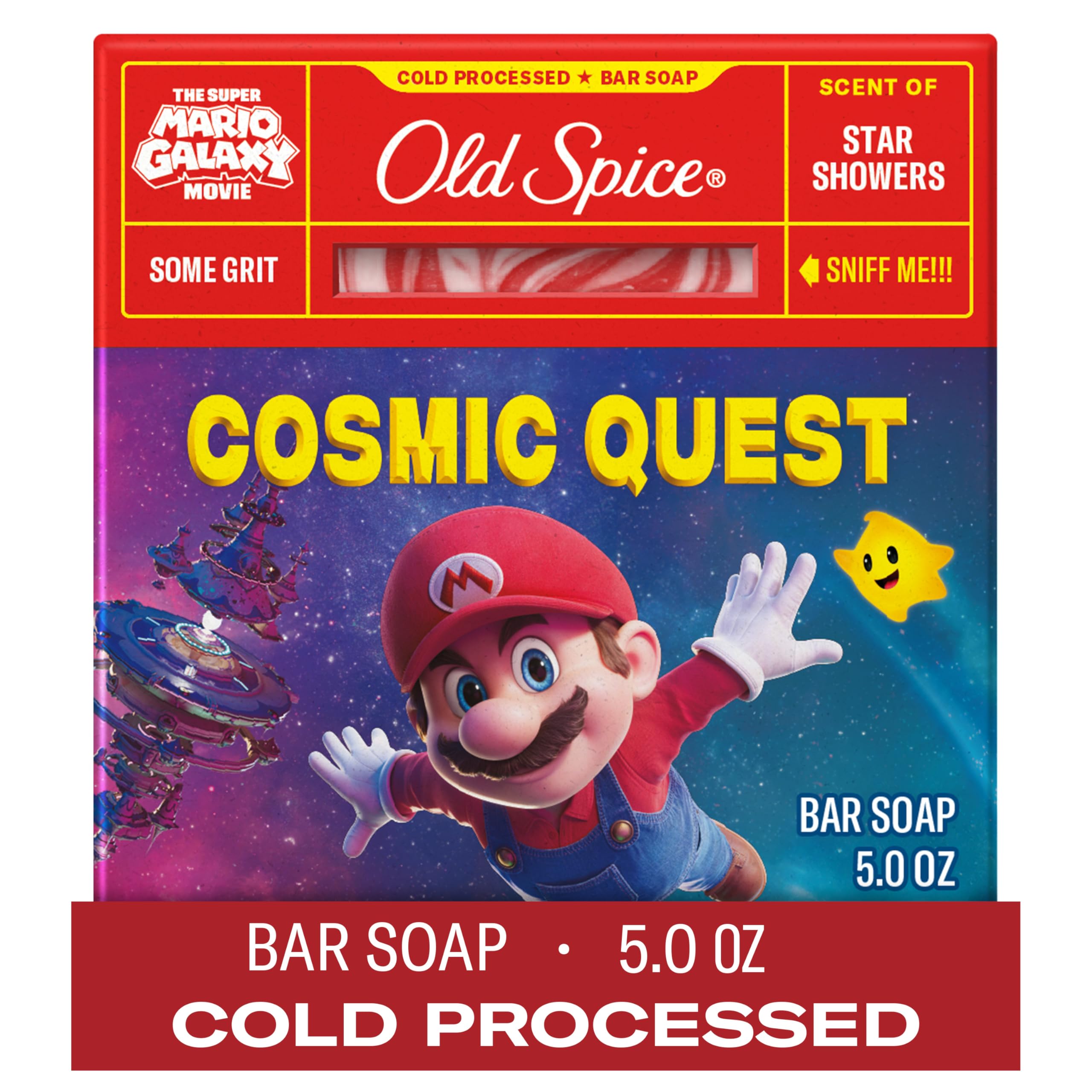 Old Spice Bar Soap for Men x The Super Mario Galaxy Movie Cold Pressed with Grit Made with