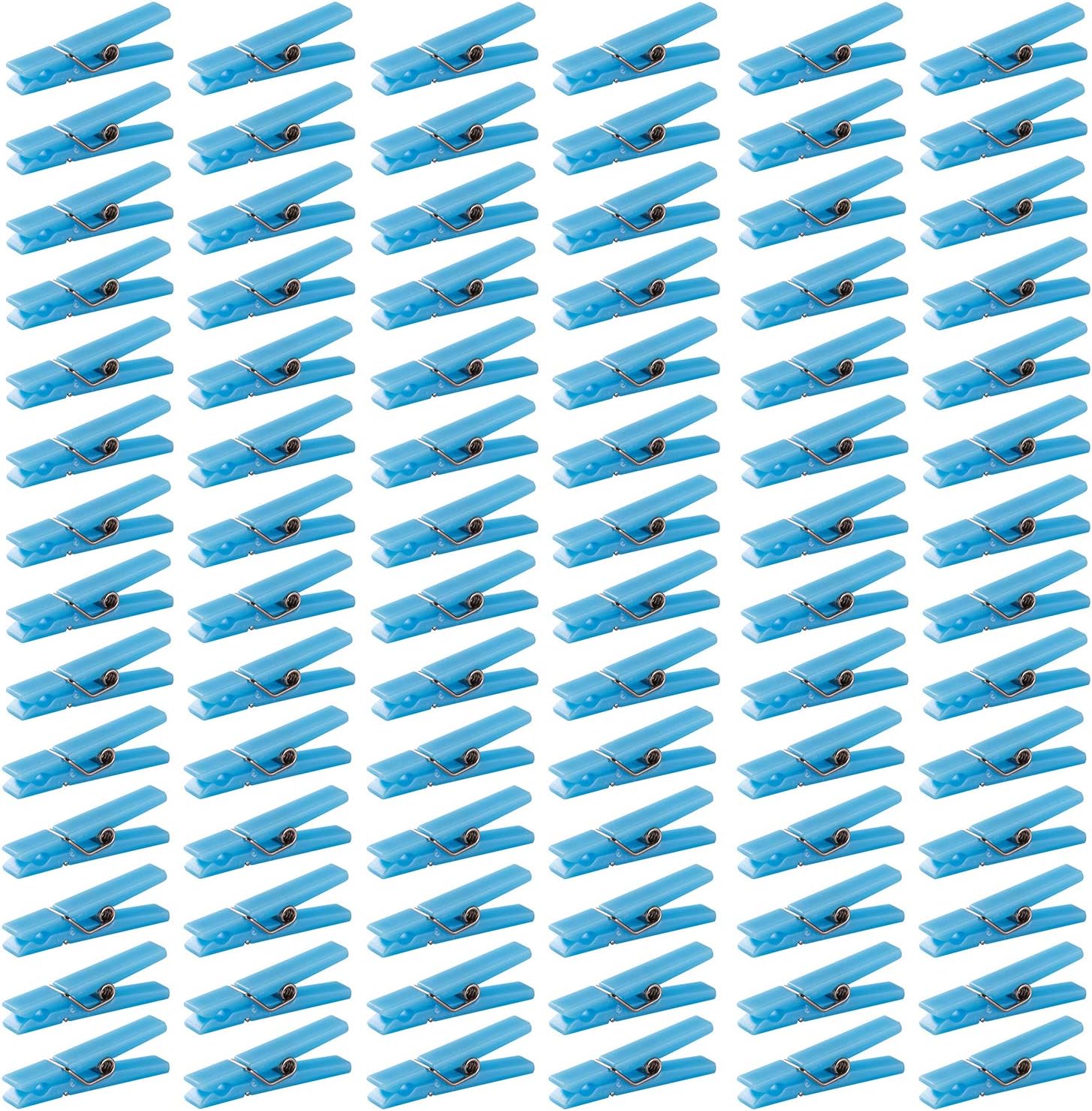 50 PCS Small Transparent Plastic Tool Paper Clips Clothespins Clip Clothing Line Clip Photo Clips 3.5 x 0.7 cm Mini Clothespins Baby Shower Clothing Pins Plastic Small Clips for Party (Blue)