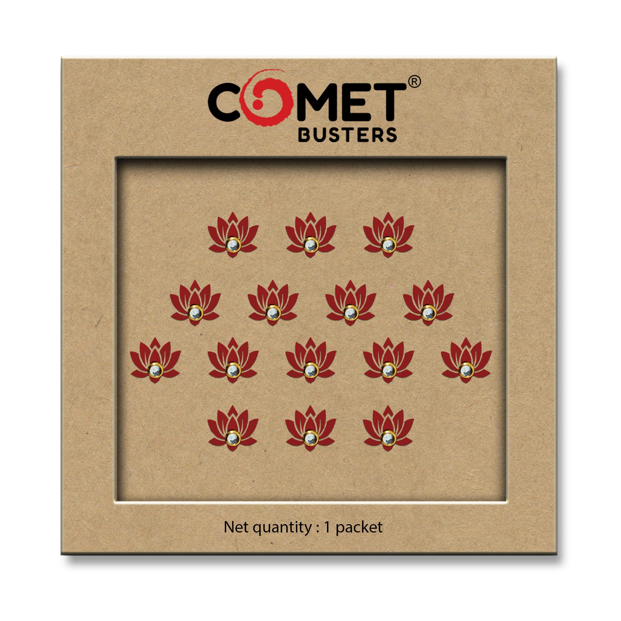 Comet Busters® Maroon Lotus Kundan Mehendi Bindis – 10mm Designer Stick-On Hand Jewellery for Women & Girls (15 Bindis) (OMEH035)-picture-45