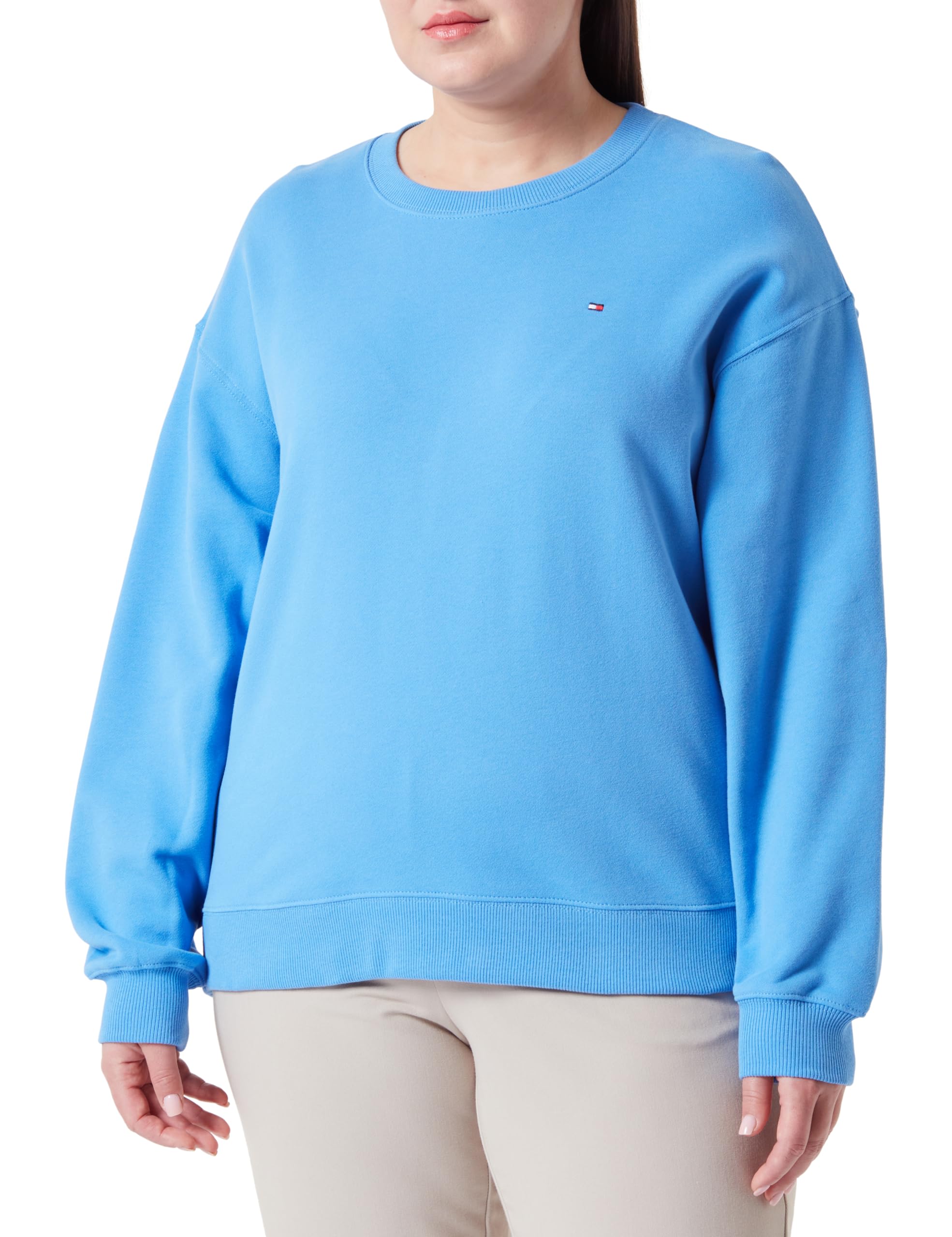 Tommy Hilfiger Women's CRV Reg Flag on Chest Swtshrt Ww0ww42751 Sweatshirts, Blue (Blue Spell), 48