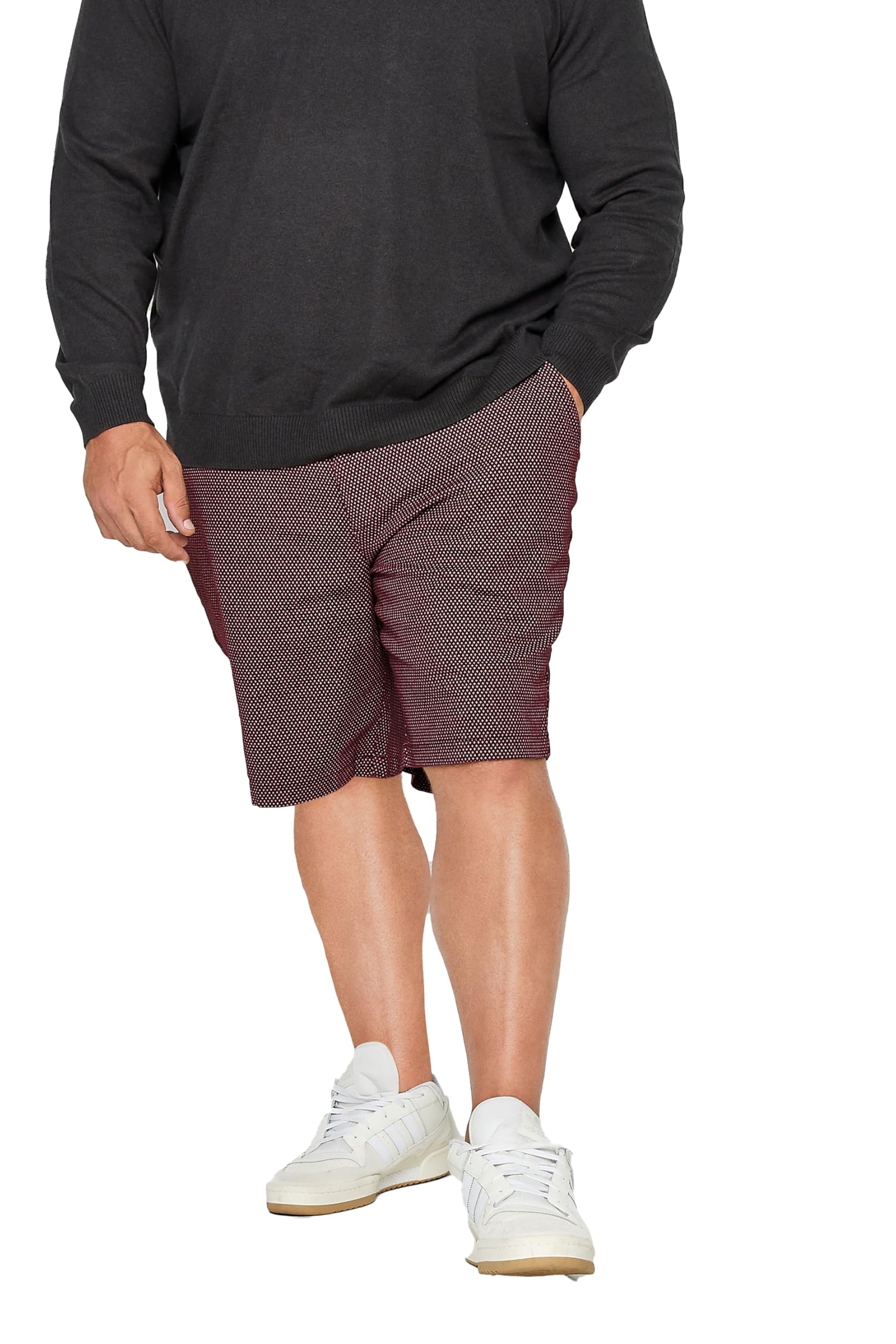 BadRhino Big & Tall Burgundy Geometric Print Stretch Chino Shorts - Men's - Plus Size Curve