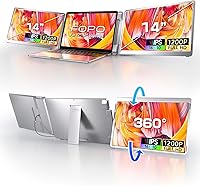 FOPO S7 14" Triple Screen Laptop Extender: 1200P FHD 16:10, 360° Flip Left Screen, Plug & Play Portable Monitor for 12-16.5" Laptops