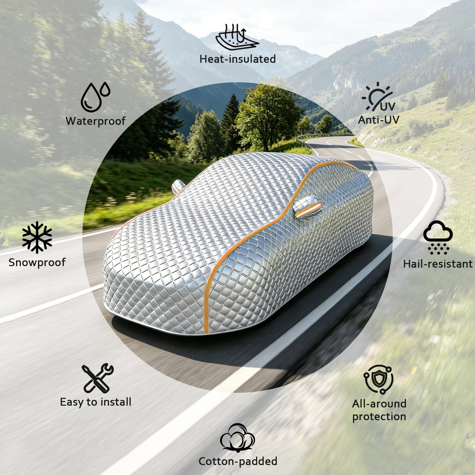 Telo Copertura Antigrandine per Mini Cooper 3 Porte 2000,Antigrandine Copriauto Auto,Copertura Auto Idrorepellente,Copriauto Completo per Esterni,Telo Rivestimento Veicolo