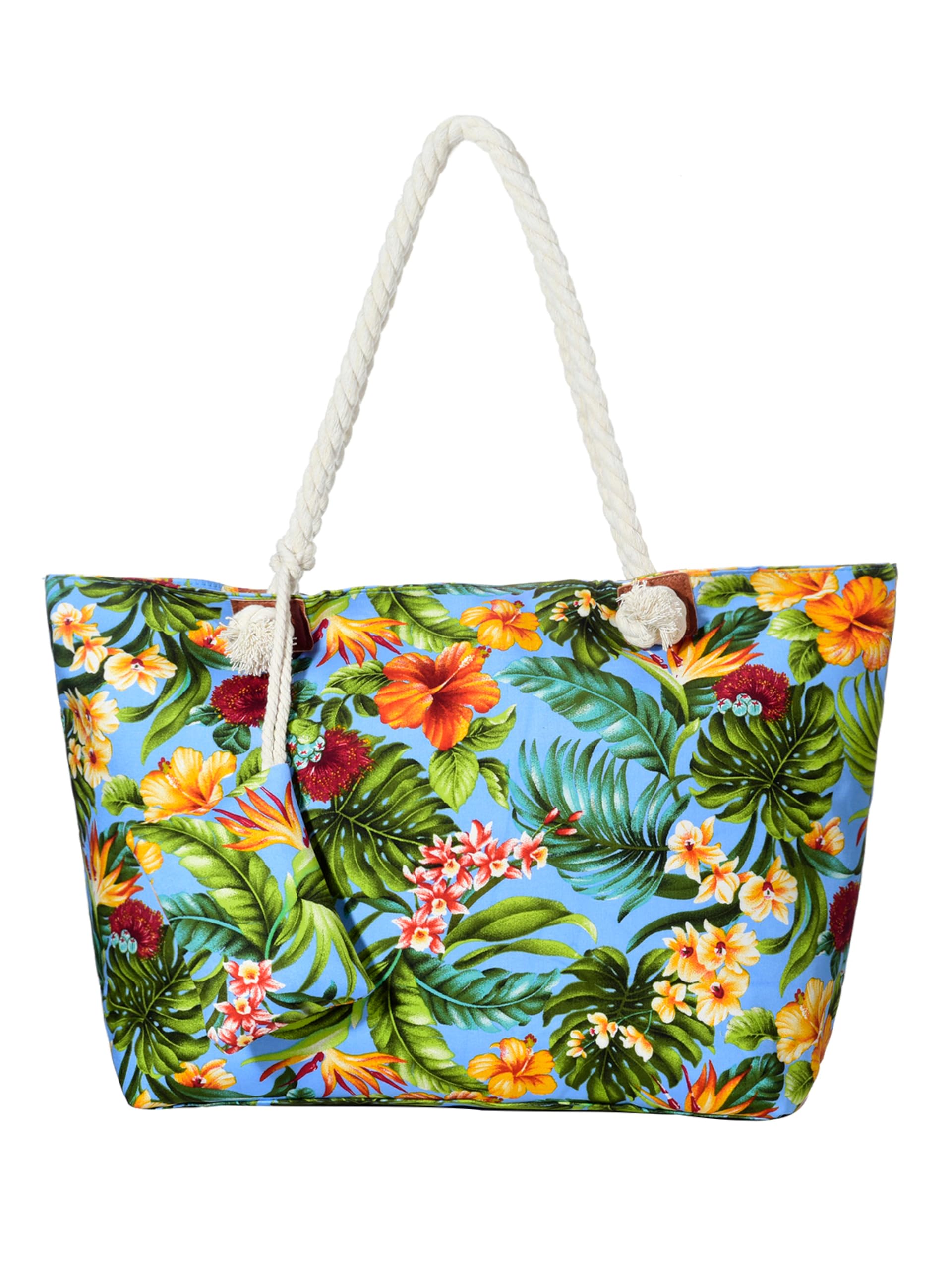 DonDon Strandtasche XXL mit Reißverschluss - Umhängetasche Damen, Shopper Tasche Damen im Beach Look mit Schulterriemen - Urlaub Must Haves Beach bag
