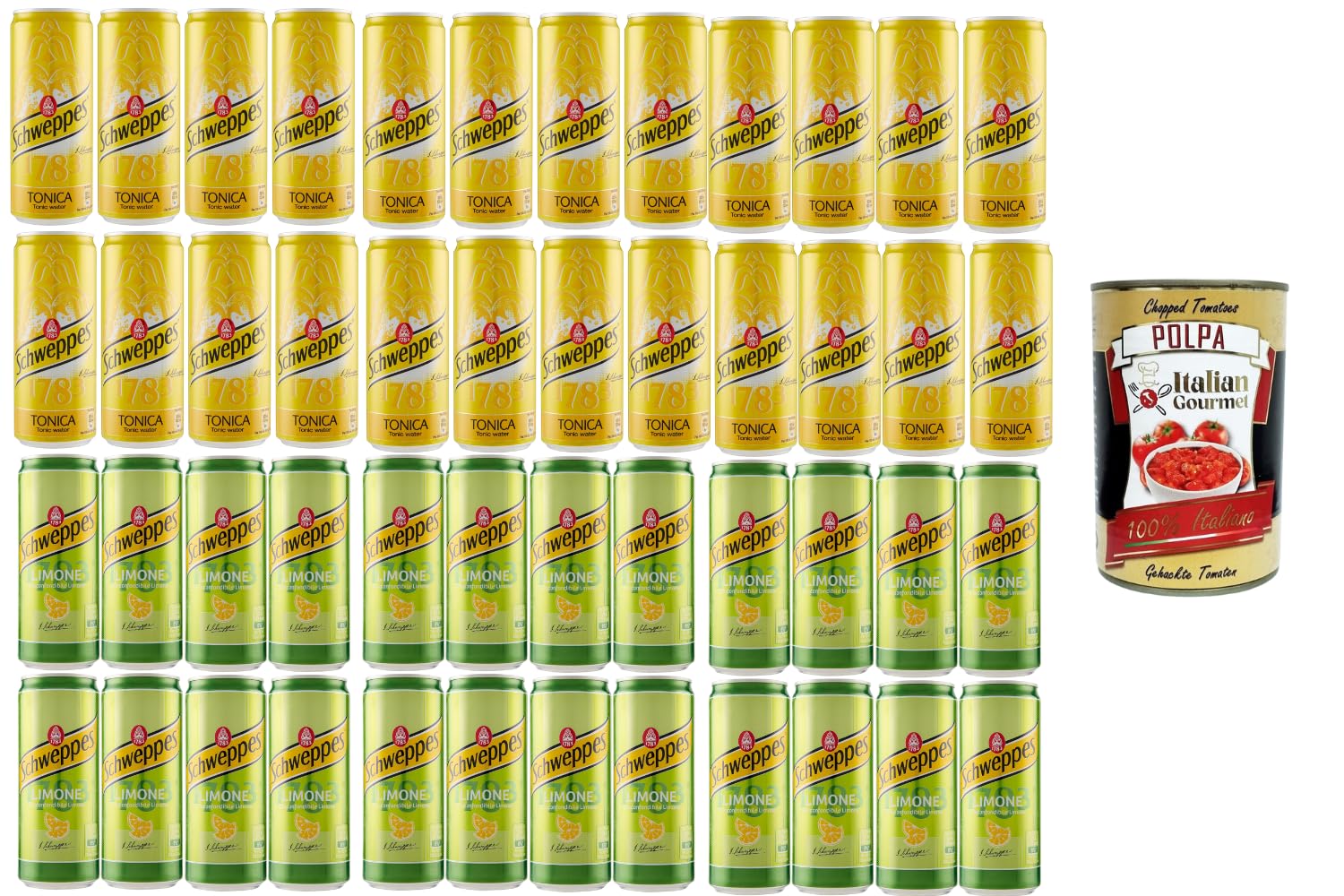 Italian Gourmet Mix 48×330 ml – Bitteres Tonic Water & Zitronenlimonade Erfrischungsgetränke Bundle + Italian Gourmet Polpa