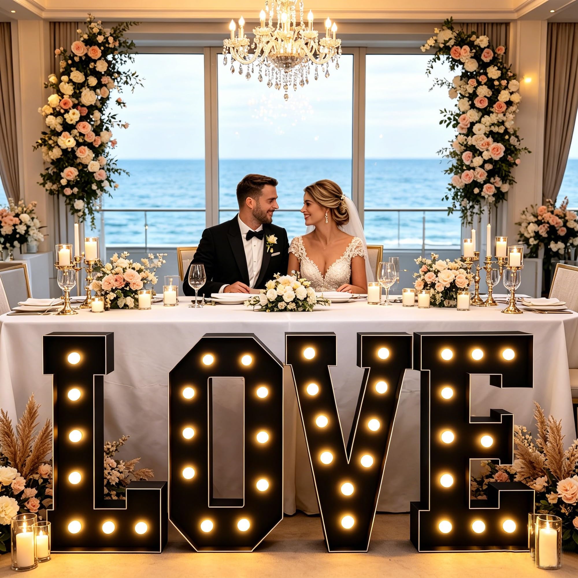 HFDJRWK Large Illuminated Neon Sign, Black Mosaic Balloon Frame, Illuminated Letters Suitable for Balloons, Birthday Parties, Anniversaries, and Wedding Decorations(70cm)