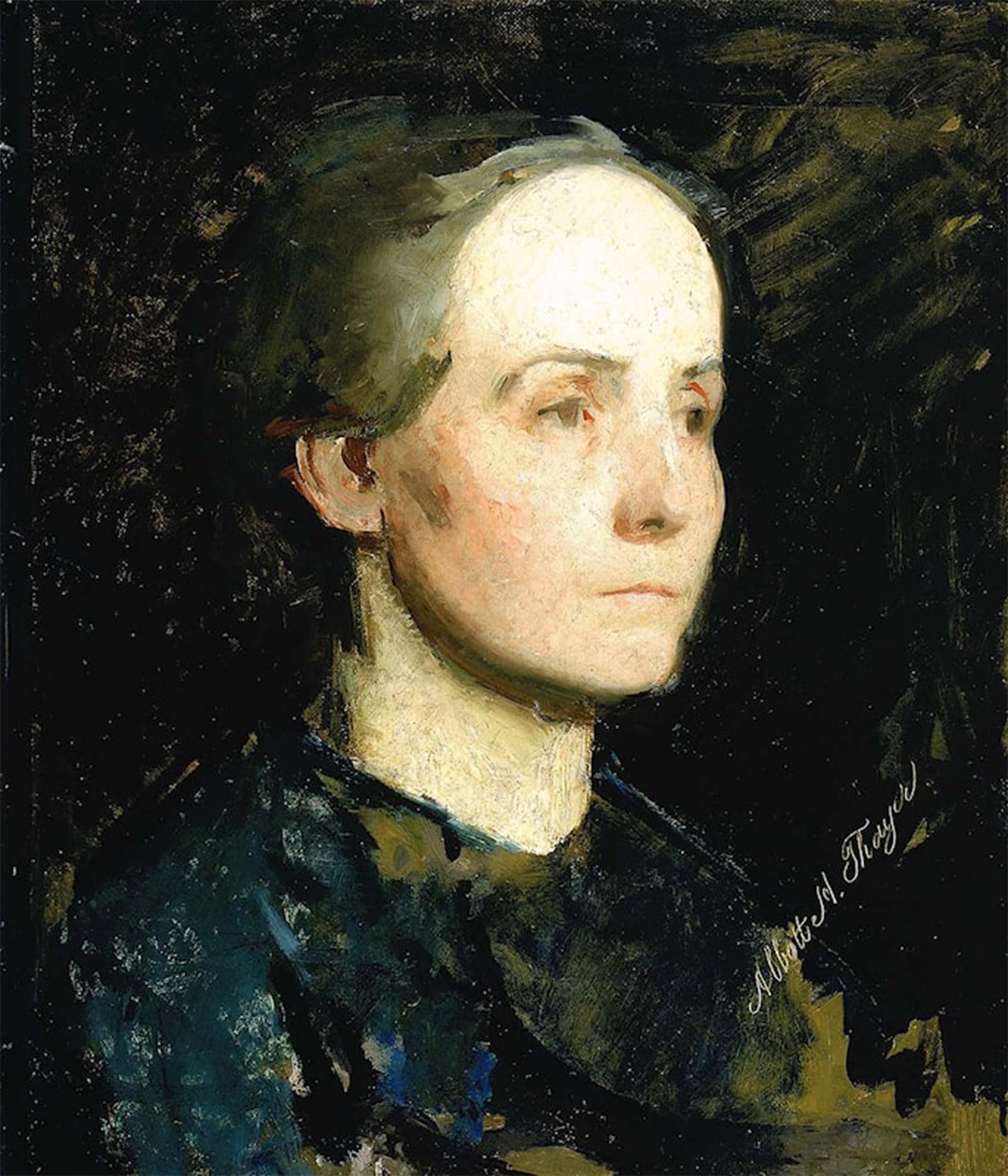 POSTERIIk Vintage Classic Picture Landscape Artwork Portrait of a Woman by Abbott Handerson Thayer Portrait Canvas Painting for Office Home Decor 60x90cm