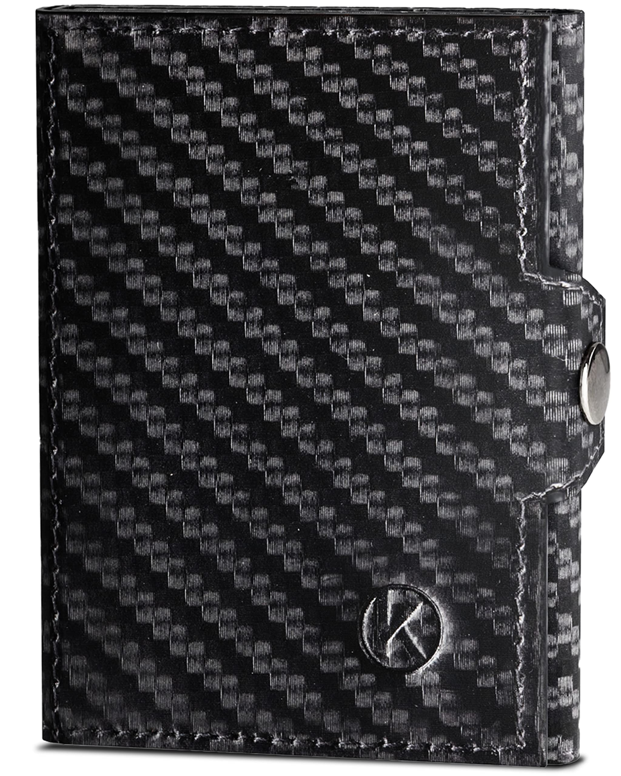 KORUTA® Slim Wallet mit XL Münzfach & RFID Schutz - Kartenetui - Mini Geldbörse für Herren & Damen - Kreditkartenetui Geldbeutel klein Portmonee Portemonnaie (Carbon)