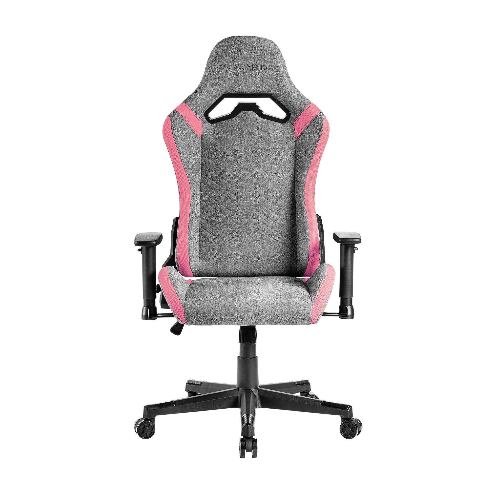 Mars Gaming MGC-PRO, Silla Gaming Profesional, Acabado Fabric Transpirable, Reposabrazos 2D y Respaldo Reclinable 135°, Cojines Lumbar y Cervical Soft-Touch, Ruedas XL y Pistón Gas Clase 4, Rosa