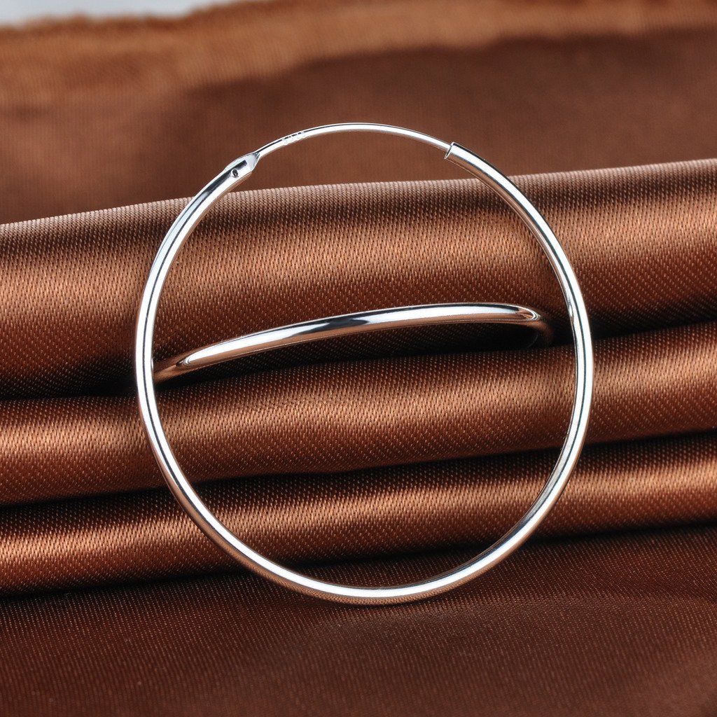 Unendlich U Fashion Damen Ohrringe Creolen 925 Silber Ohrhänger Durchmesser 40mm Poliert Rund Sleeper Ohrschmuck für Frauen