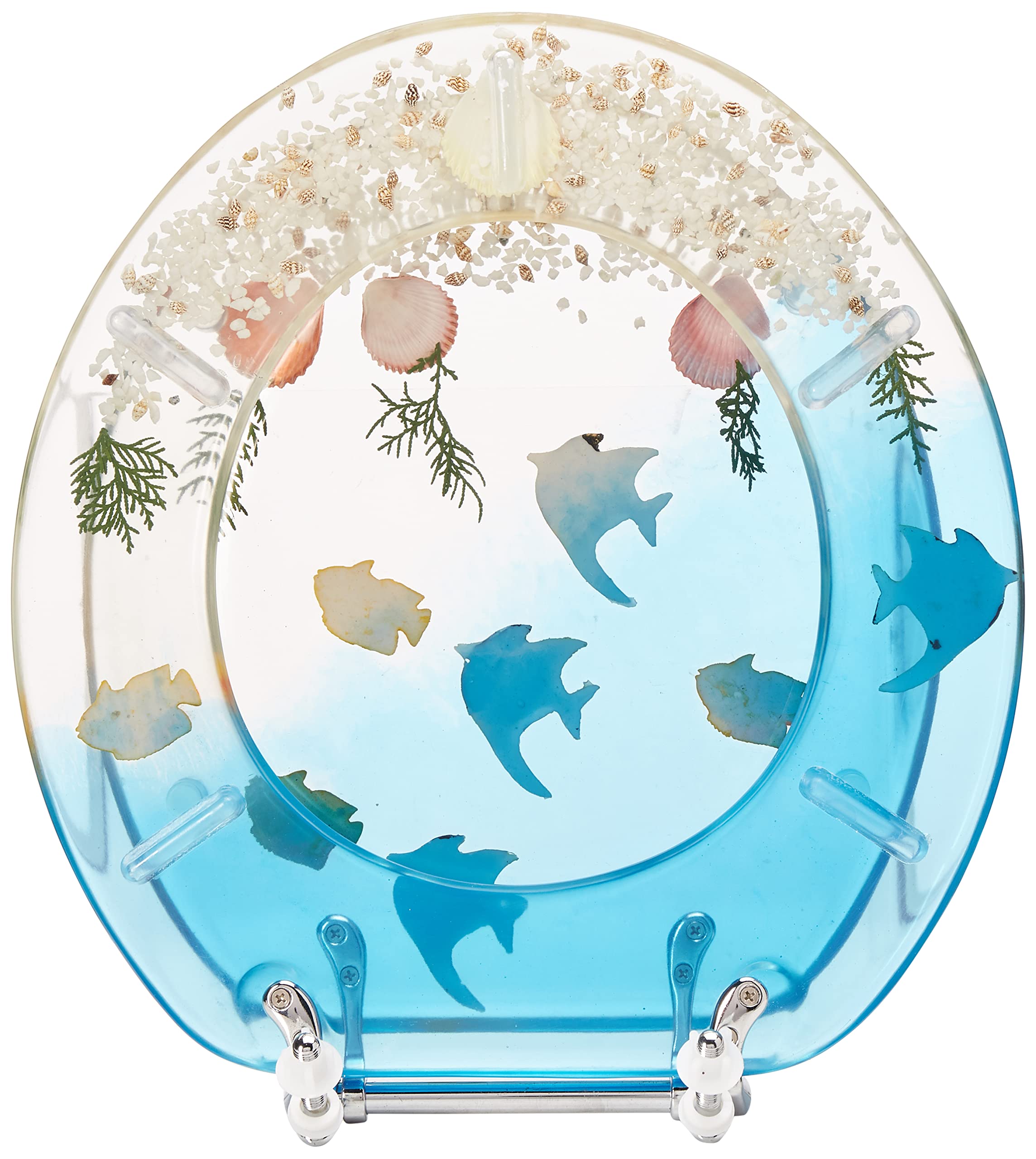 Daniel's Bath & Beyond Polyresin Poly Resin Round Fish Aquarium Toilet Seat, 17