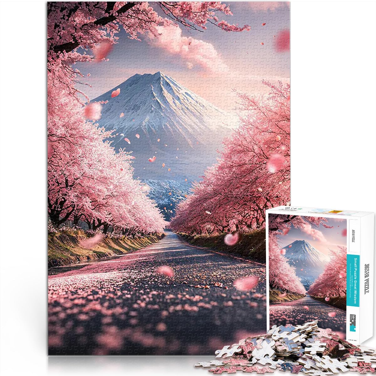 1000 Pieces Jigsaw Puzzles for teenagers japanese road and sakura Spielspielzeug Die Liebe zwischen Paaren stärken75x50cm — image 1