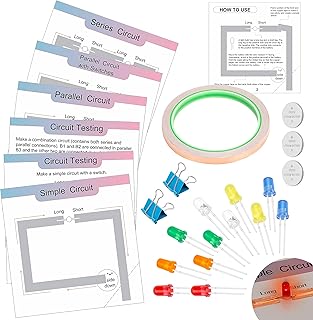 Electric Circuit Kit, Paper Circuits Kits for Kids, Simple Circuit Board with Copper Foil Tape, Educational Science Kits, Montessori Learning Kits Set for DIY STEM Engineering Projects