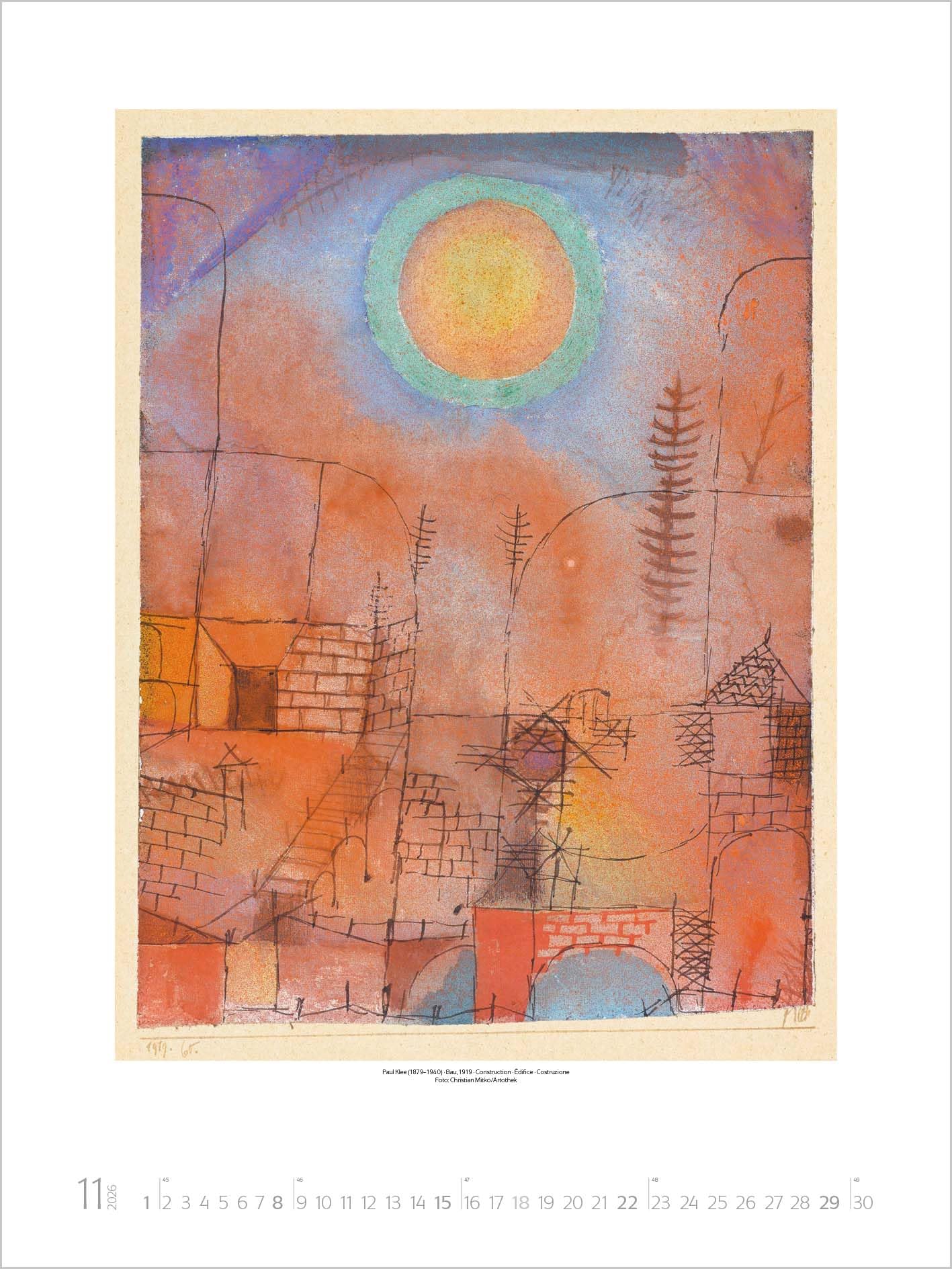 Bauhaus 2026: Großer Kunstkalender. Hochwertiger Wandkalender mit Meisterwerken des Bauhaus Stils. Kunst Gallery Format: 48 x 64 cm.
