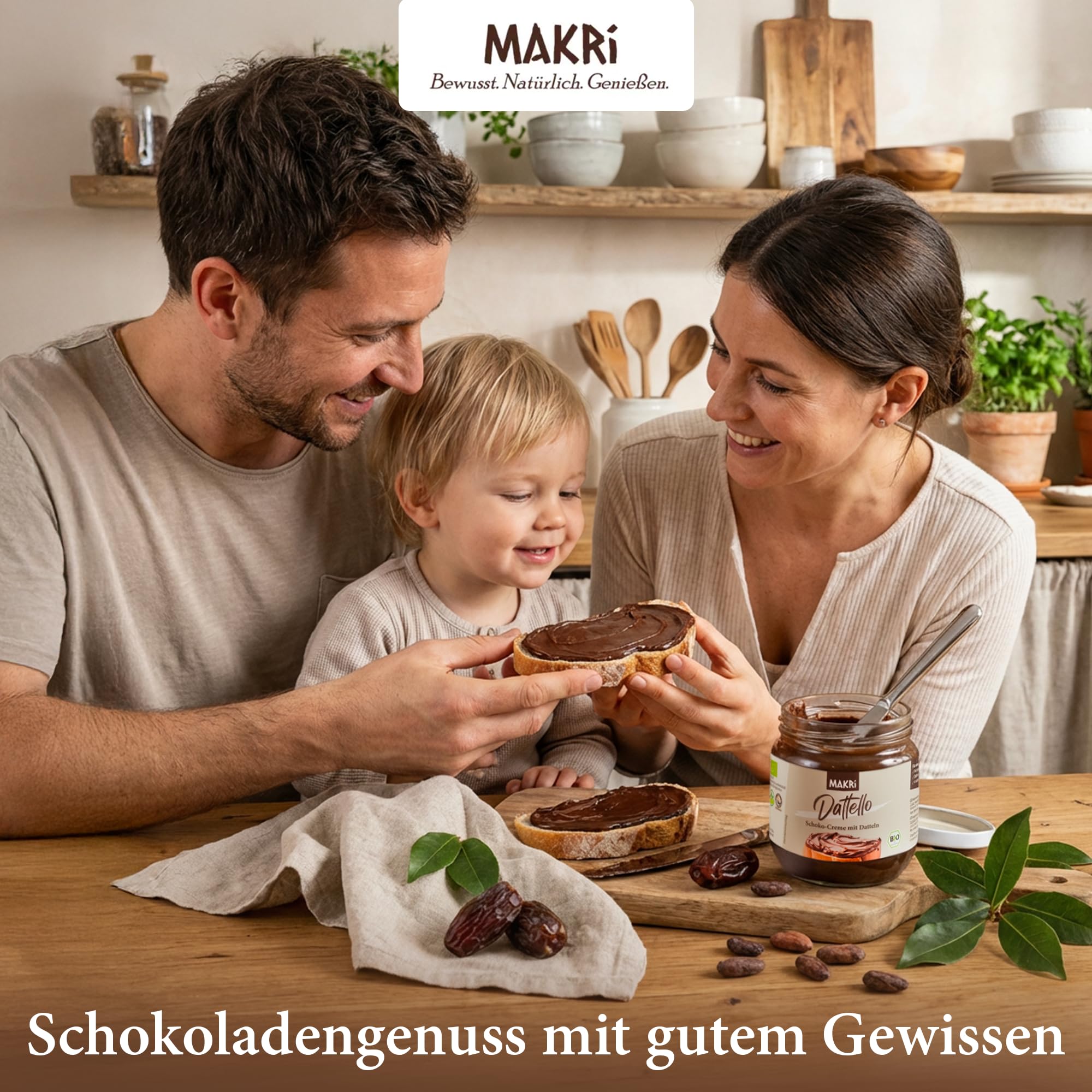 Dattello® Haselnusscreme | Bio Schoko-Haselnuss-Aufstrich mit Datteln | Schokocreme Ohne Raffinierten Zucker, Vegan & Cremig | MAKRi® Schokoladenaufstrich 400 g (1 Glas)