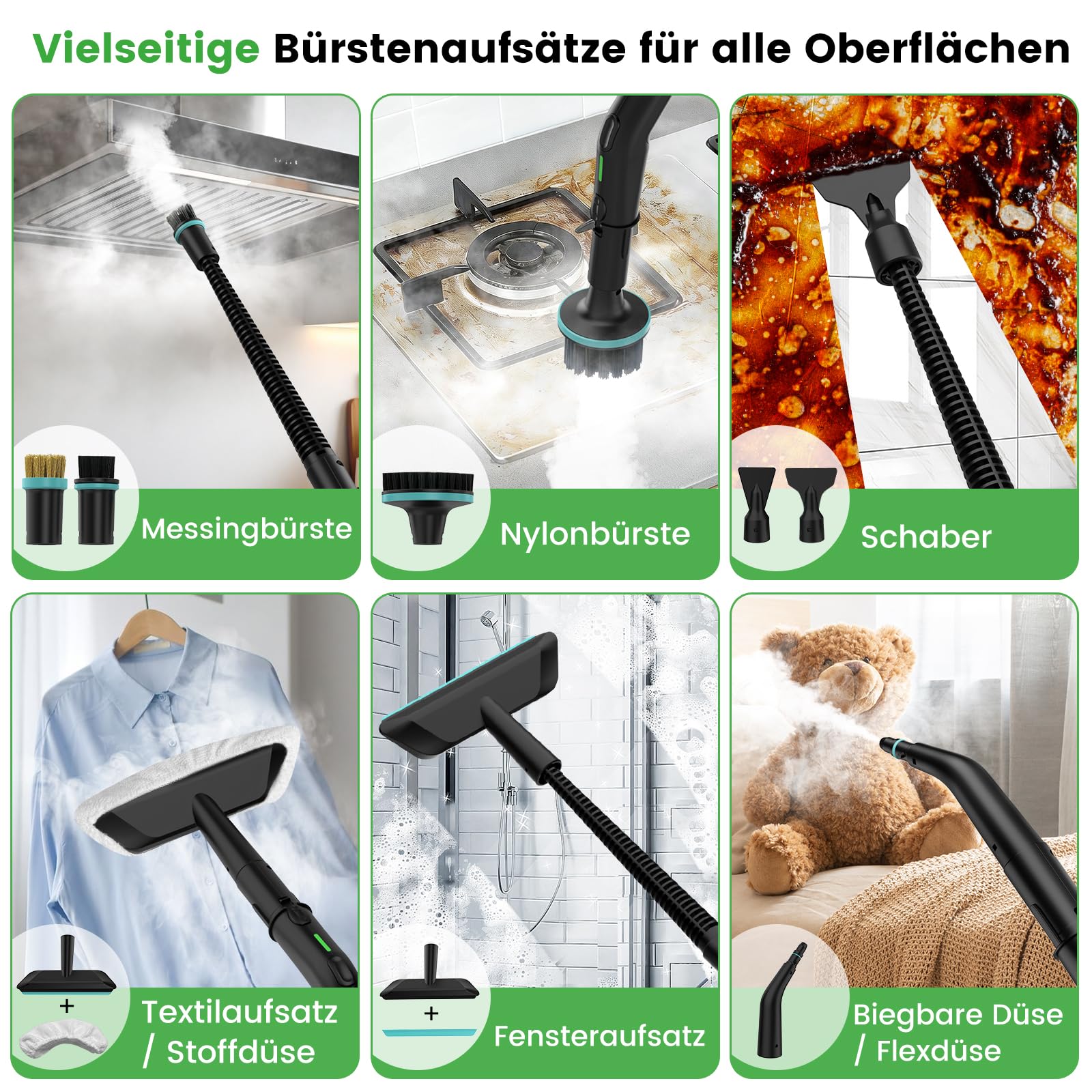 Granarbol 1800ml -2500W Dampfreiniger, 8s Heizung 275°F/145°C Entfernt Fett