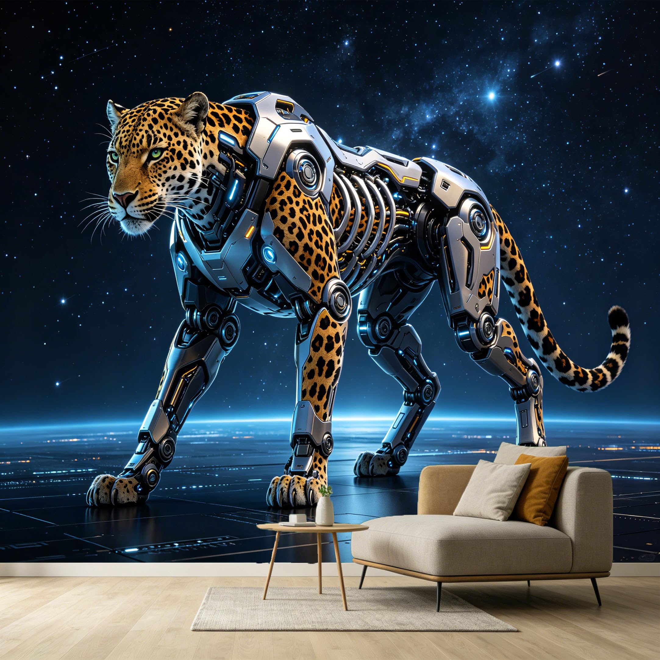 Custom Size Wall Murals Leopard Futuristic SciFi Galaxy Starry Sky Modern 3D SelfAdhesive Wall Fabric Removable Large Wallpaper for Photo Living Room
