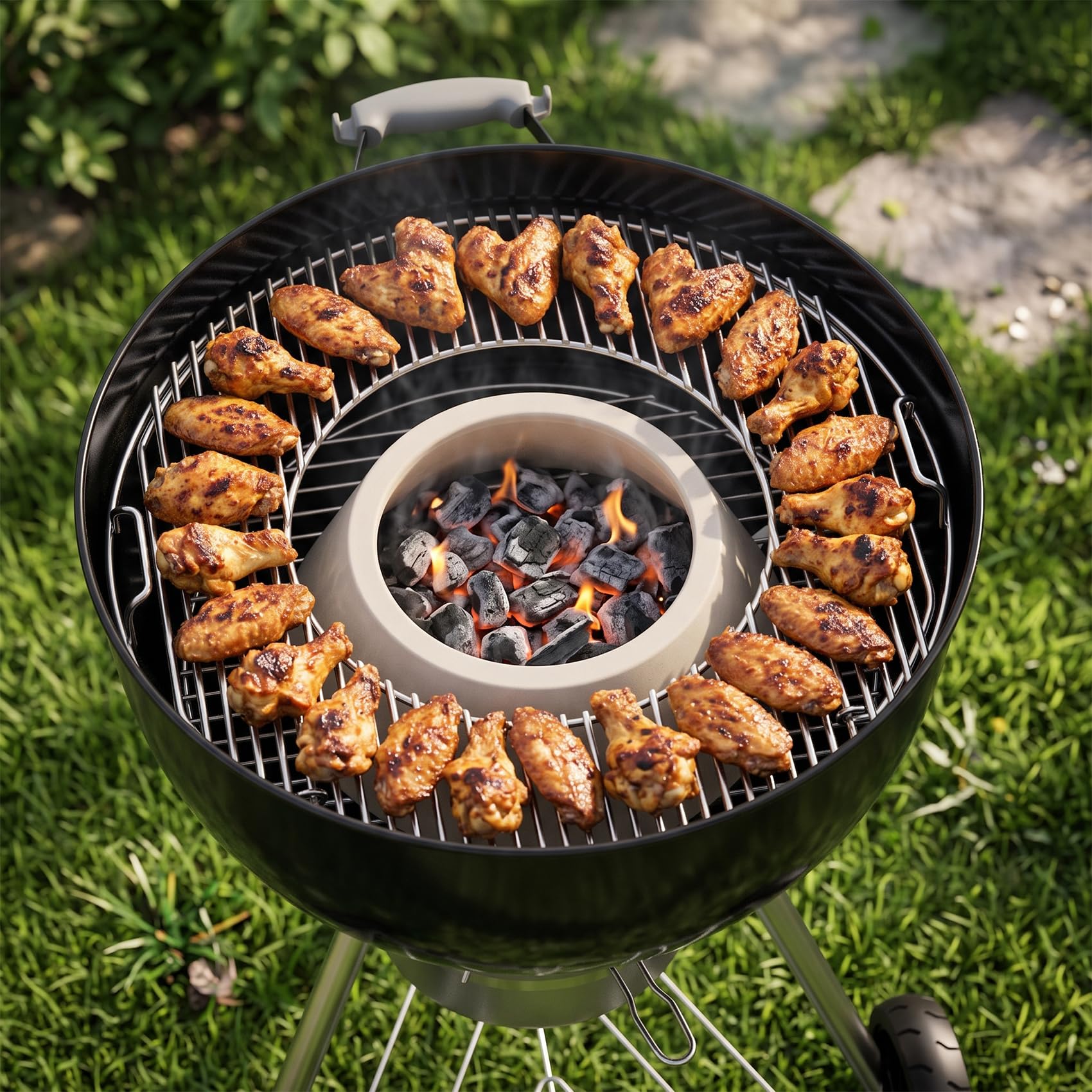 onlyfire Whirlpool - Supporto per carbonella in ceramica per bollitore | Effetto fumo stabile, risparmio di carburante, perfetto per cucinare barbecue a bassa e lenta