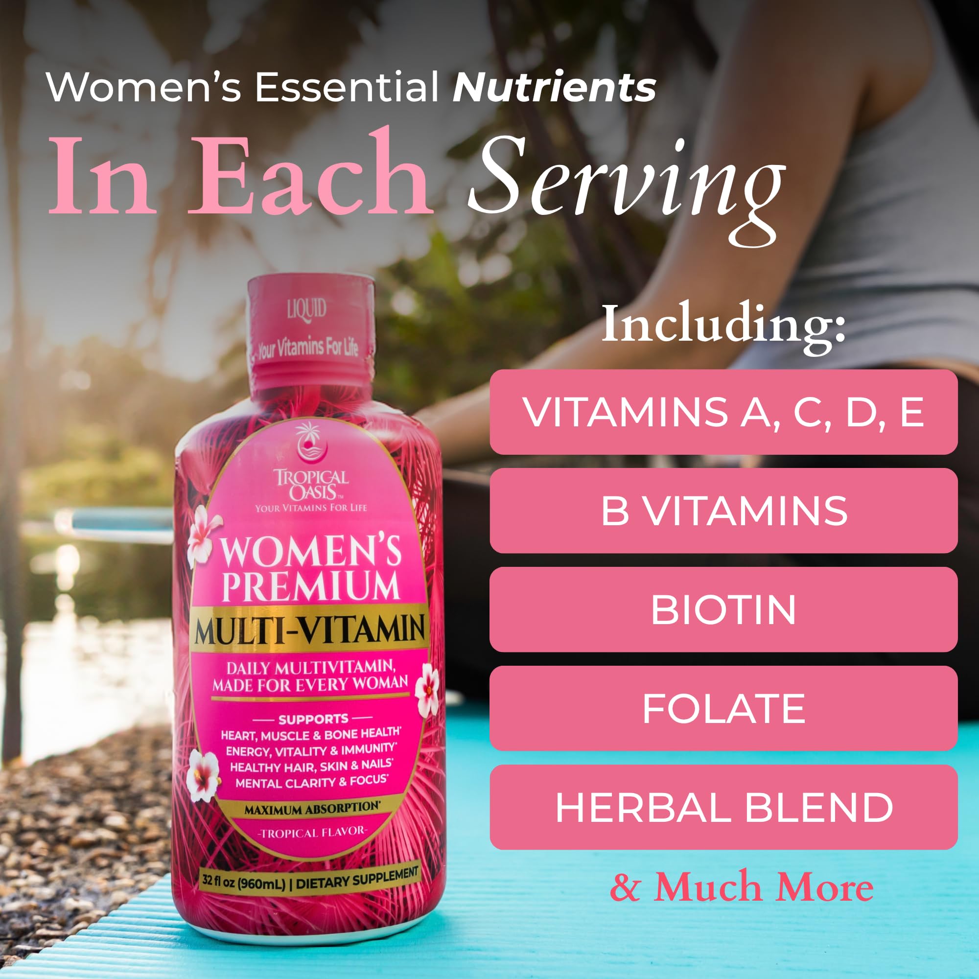Tropical Oasis Liquid Multivitamin for Women | Sugar Free, Non-GMO, 32 Serv — Amazon image 5