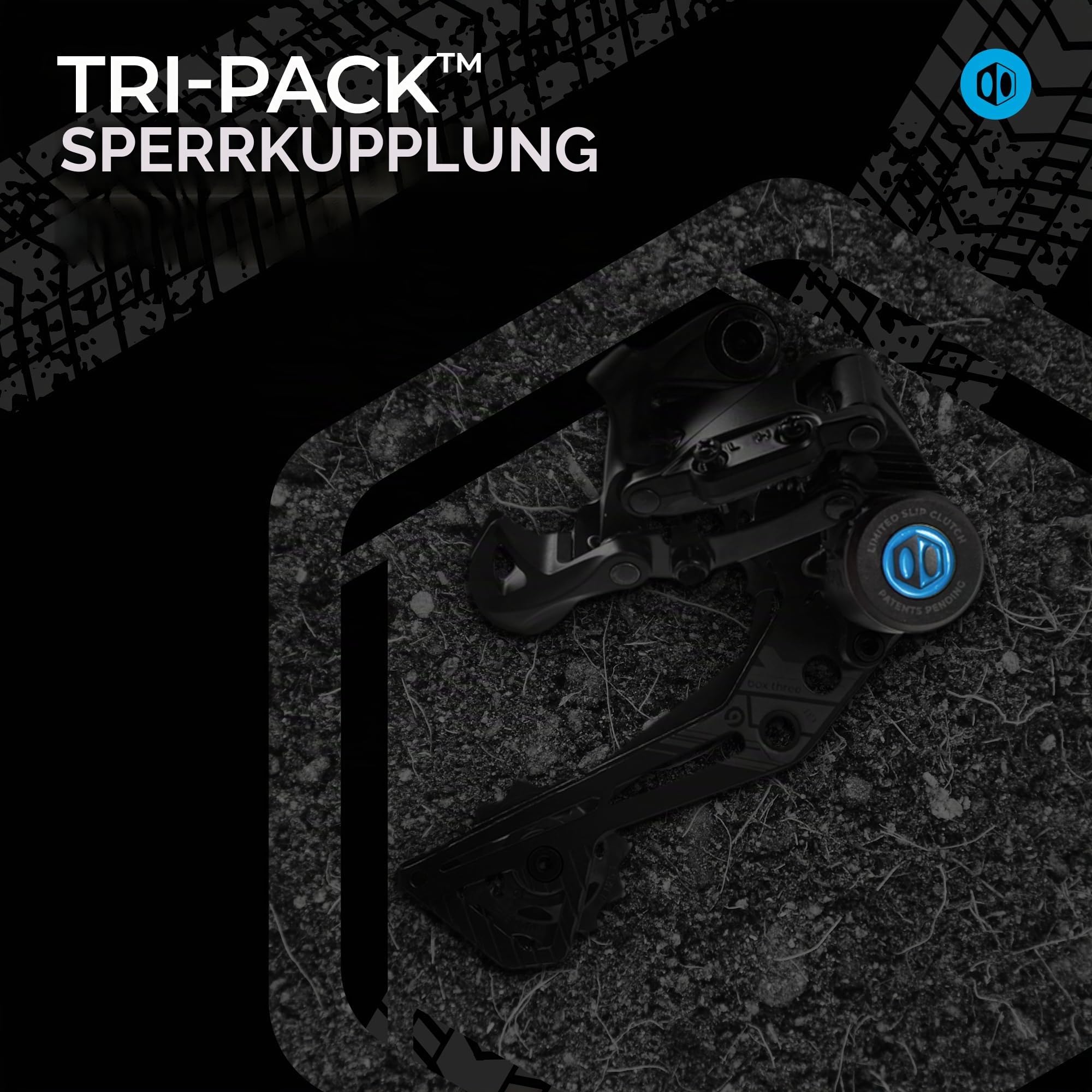 Box Three Prime 9 X-Wide Schaltwerk Fahrräder MTB Kleiderbügel Nicht Direkte Montage für Mountainbike, Radfahren Fertig Matt Onyx Versiegelte Lagerscheiben | Schwarz