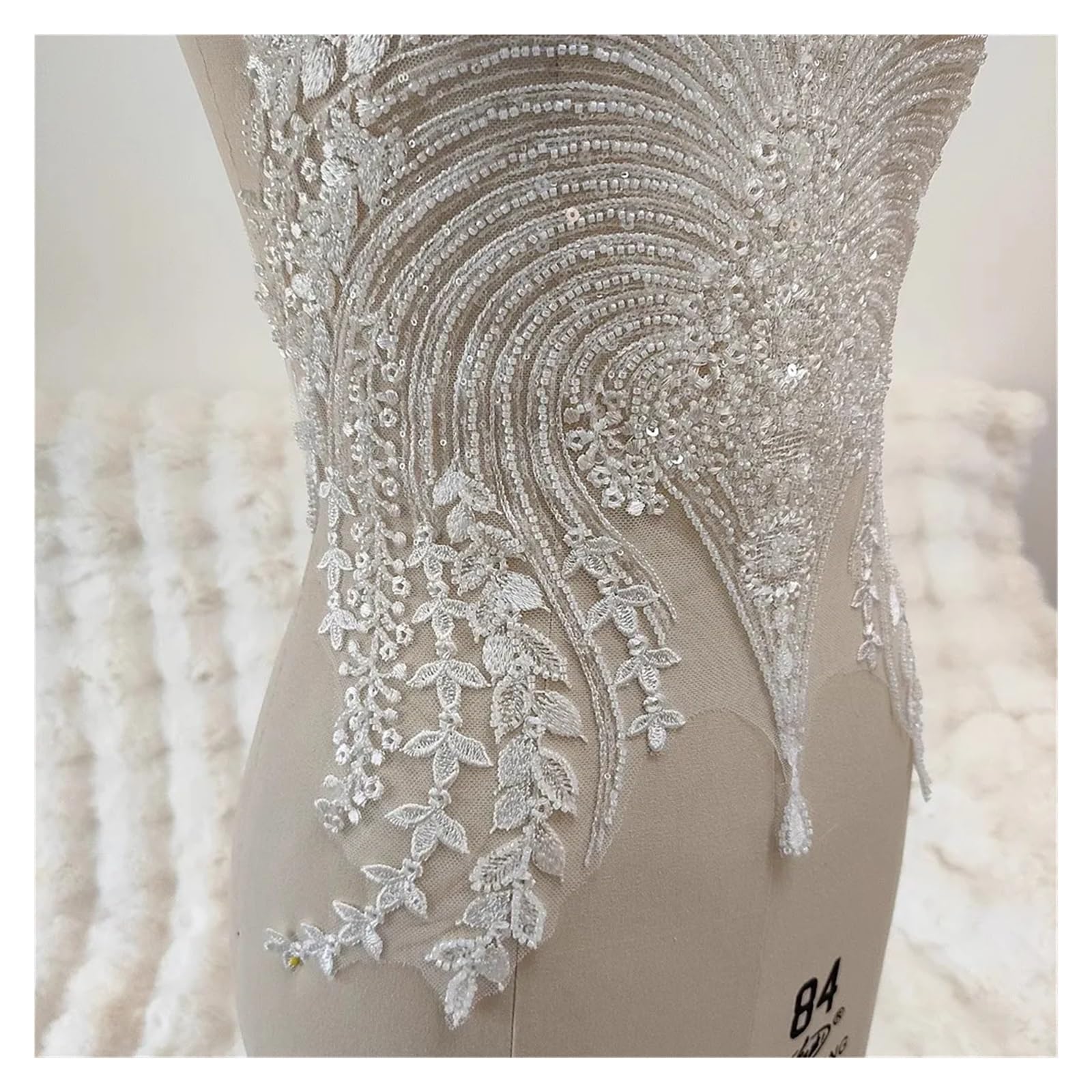 Apliques de encaje con abalorios Tela de encaje con cuentas, borde Floral, vestido novia, falda Cheongsam, prenda, apliques ahuecados, parche decoración frontal hecho a mano DIY