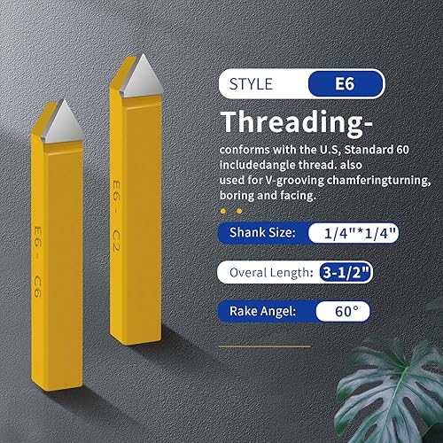Miniatura 6 de SENDUO 20 herramientas de corte de punta de carburo de 12 pulgadas, herramientas de corte de torno de metal para torneado, taladrado y biselado de