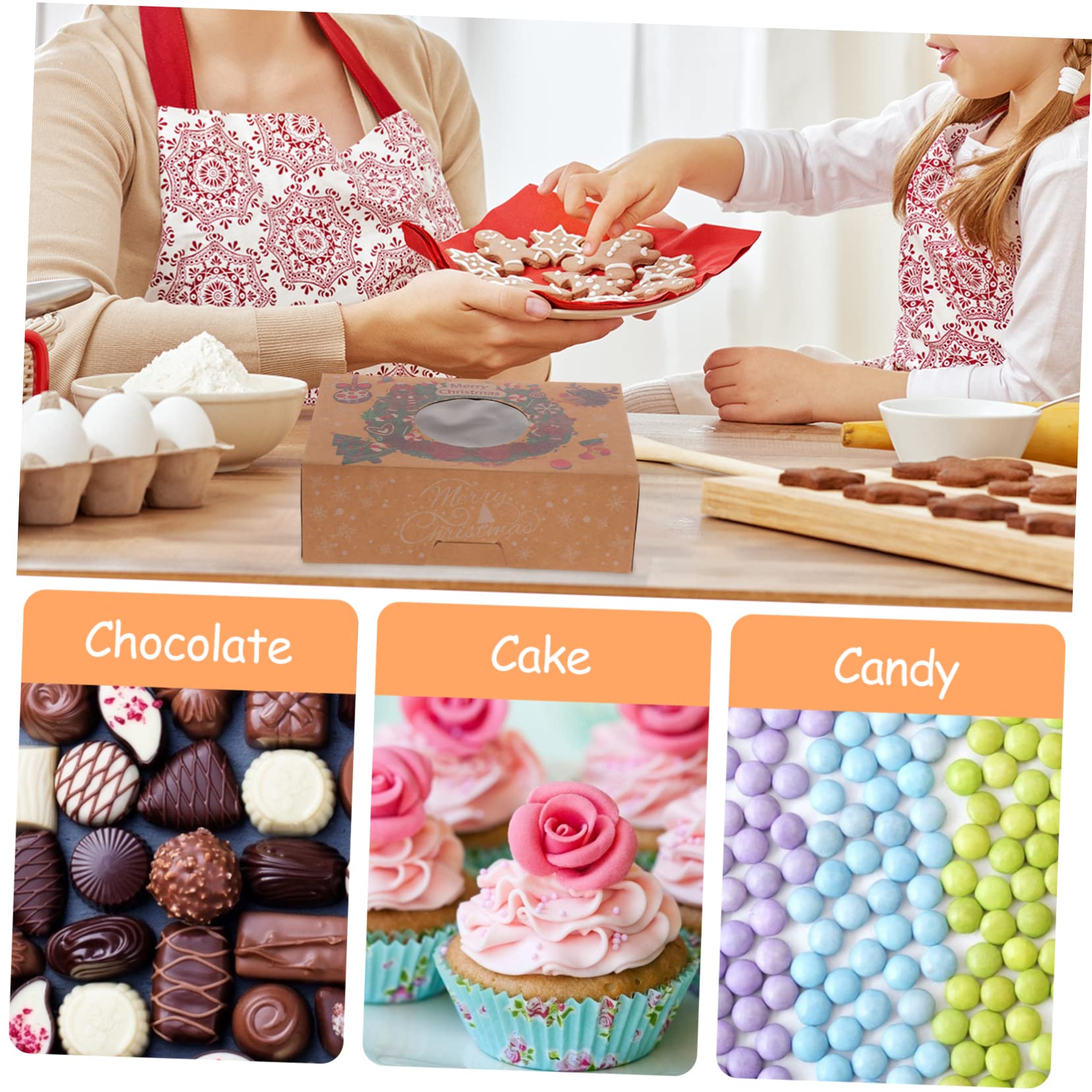 Scatole Regalo Natalizie per Dolci 12 Pezzi con Finestra Trasparente in Materiale Raffinato per Torte e Dolci, Facili da Usare per Uso Domestico e Pasticcerie