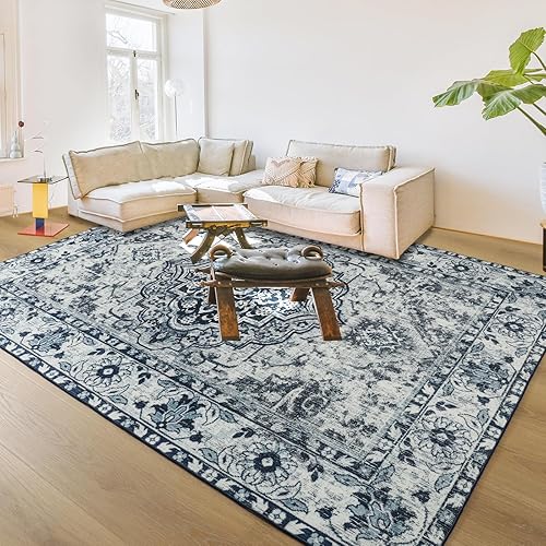 Miniatura 7 de Comeet Alfombra de área de 5 x 8 pies, alfombra para sala de estar o dormitorio, alfombra vintage lavable antideslizante para el suelo, para