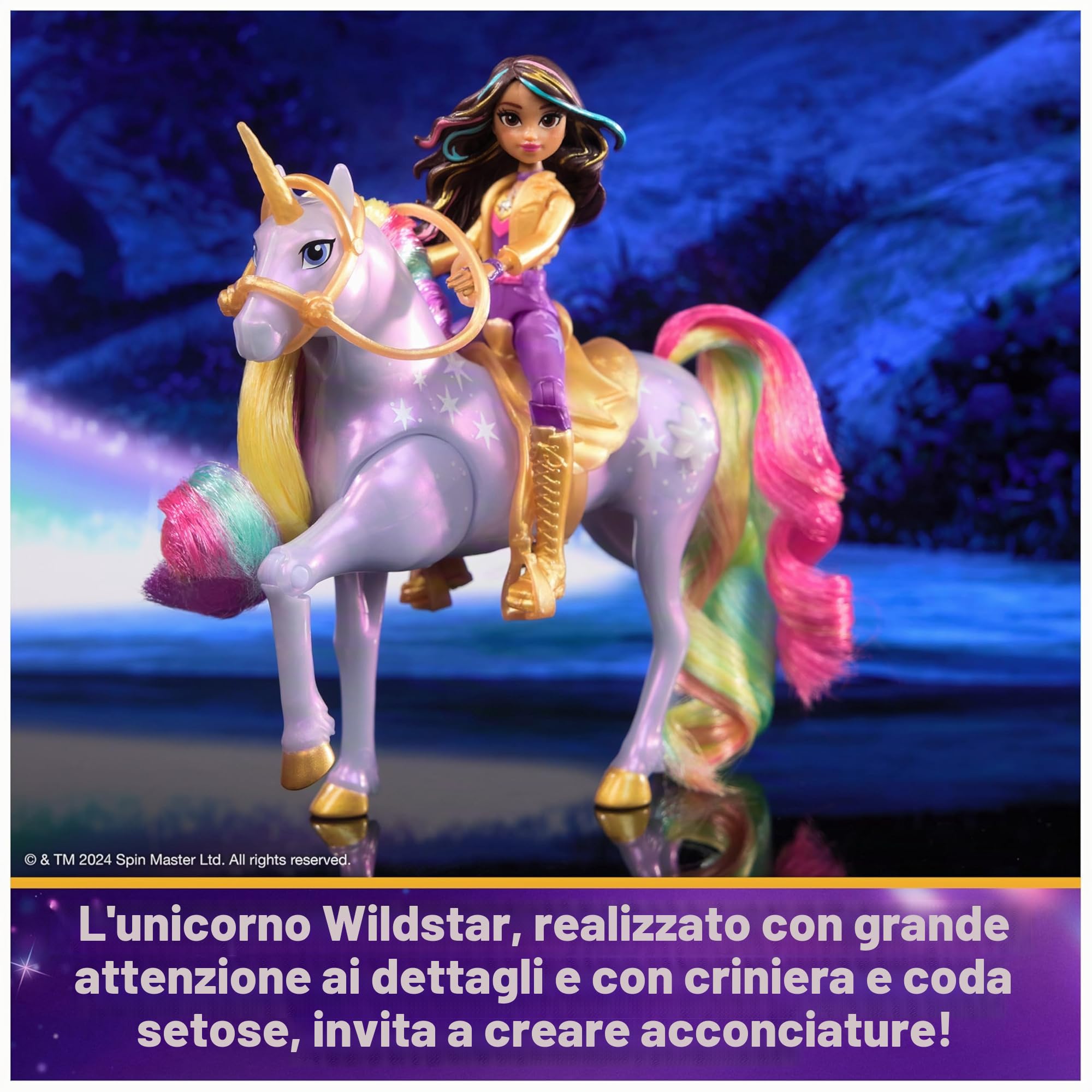 Unicorn Academy, Sophia & Light Magic Wildstar con Effetto Magica Luce dell’Arcobaleno, 2 Accessori per l'Equitazione, Bambole e Unicorni Giocattolo per Bambine, 4+ Anni