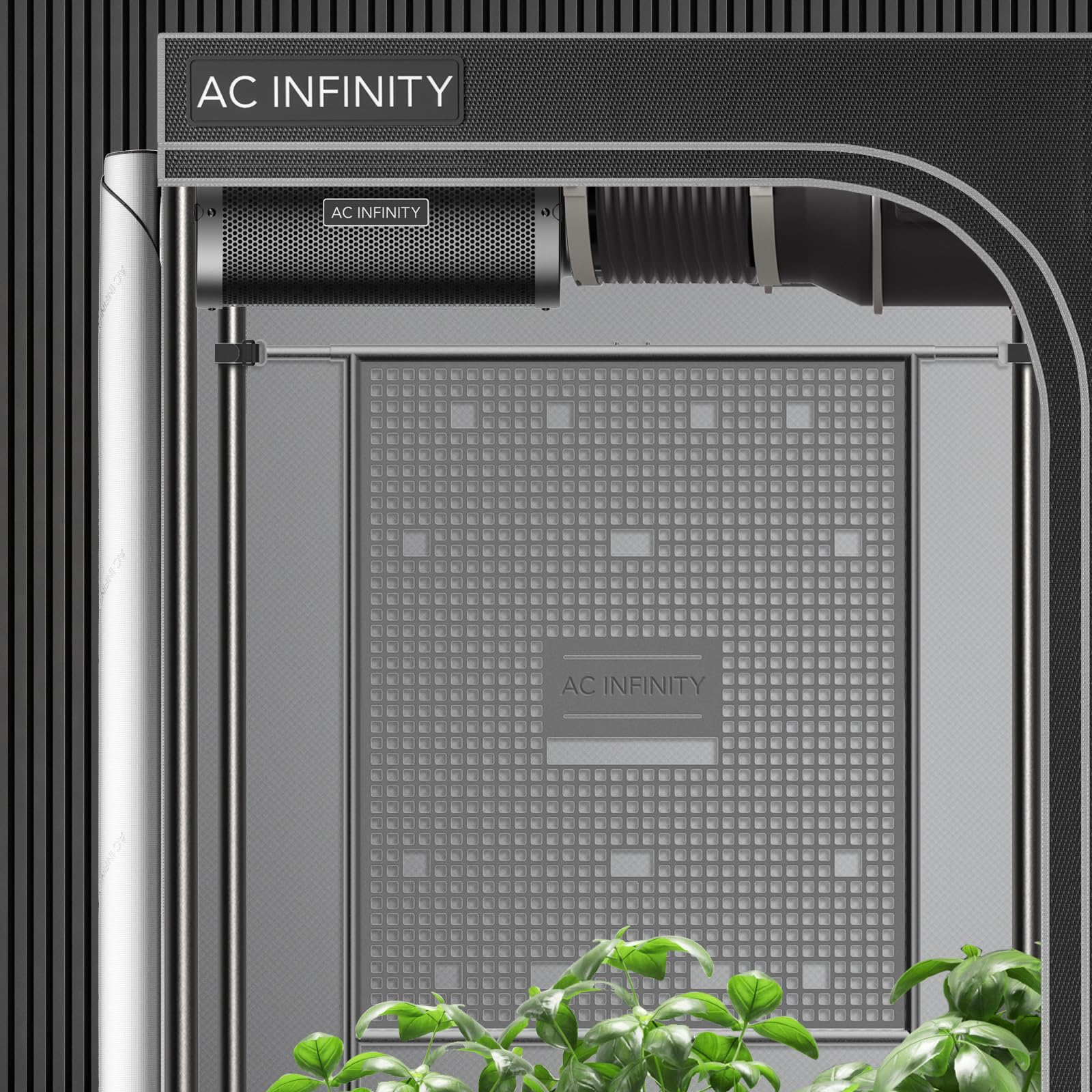 AC Infinity Gerätehalter für Growzelte Stahl Wandtafel Kabelmanagement 150 × 150 cm