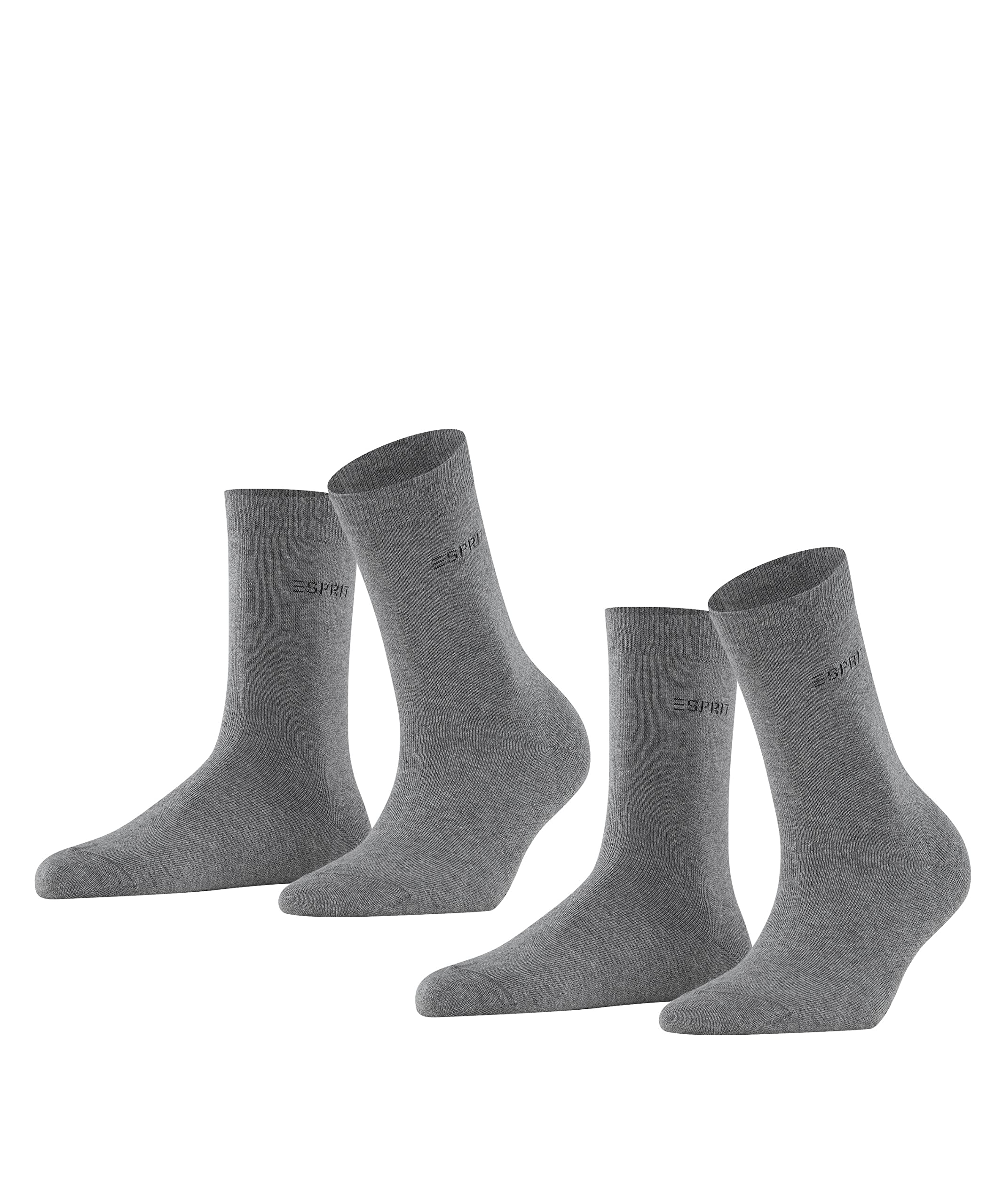 Esprit Women's Grey Light Melange 3390 Uni 2-Pack W So Cotton Plain 2 Pairs Socks, Grey (Light Grey Melange 3390), 5.5-8