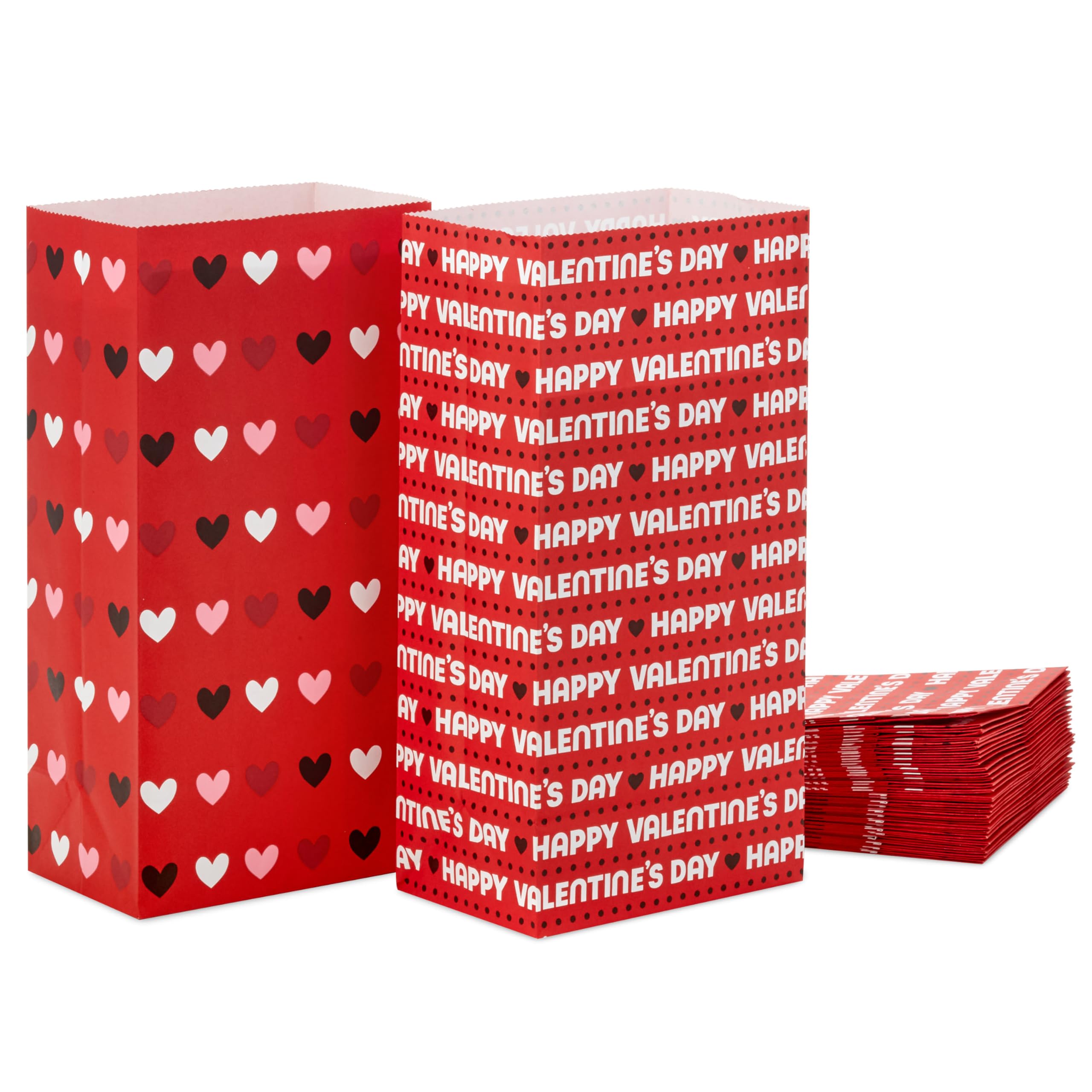 Hallmark Valentine's Day Paper Treat Sacks (30 Bags: Happy Valentine's Day, Hearts) for Classroom Parties, Valentines, Kids, Coworkers